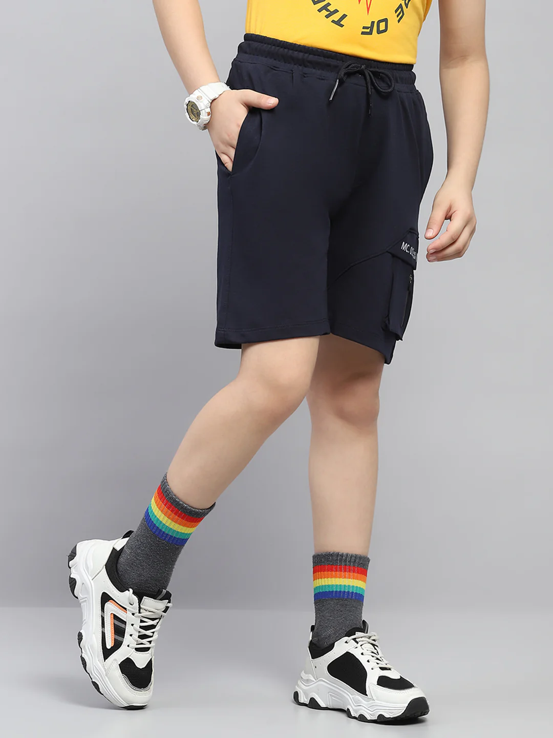 Boys Navy Blue Printed   Bermuda - Image 4