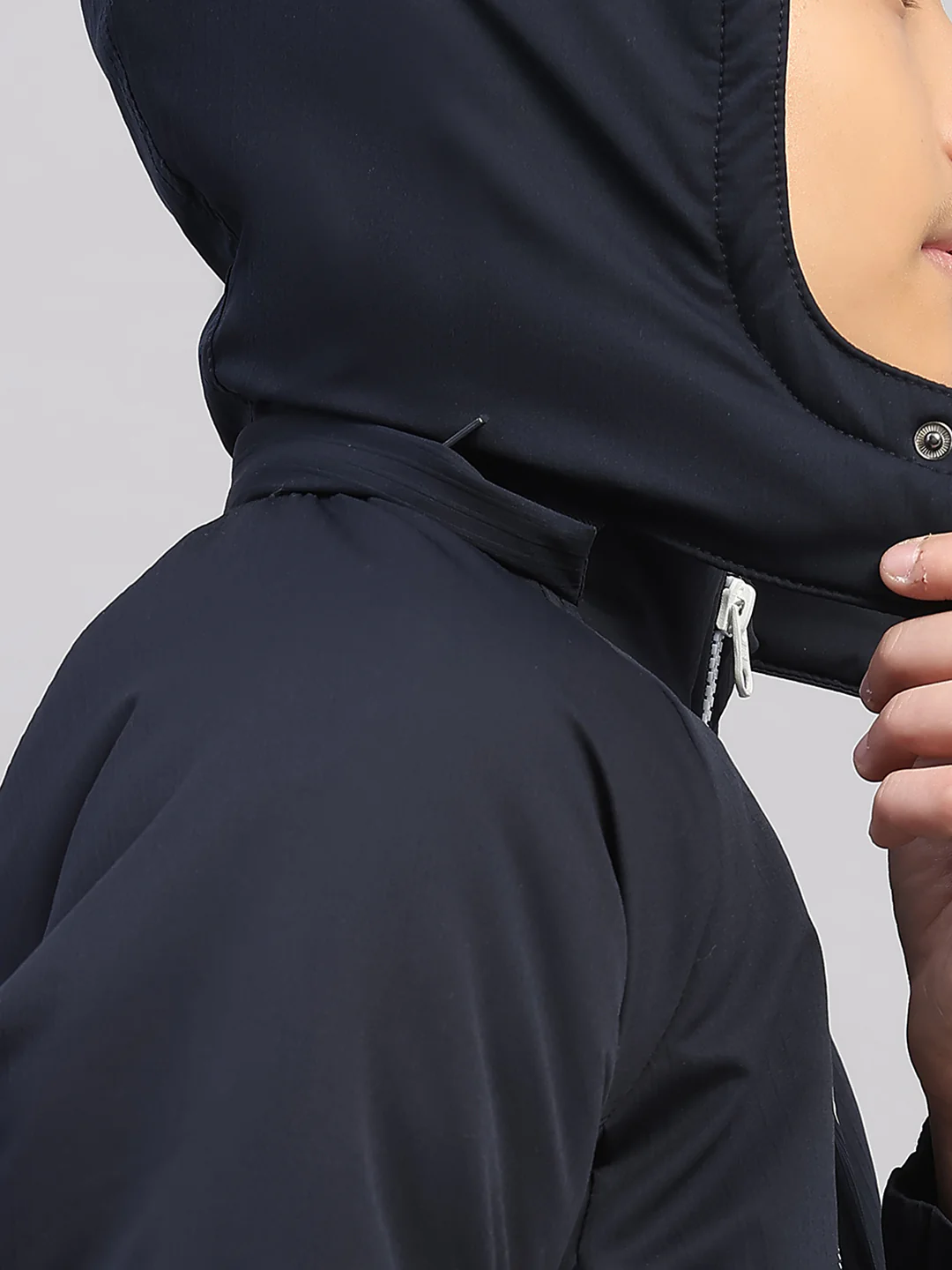 Boys Navy Blue Printed Hooded Full Sleeve Jacket - Image 8