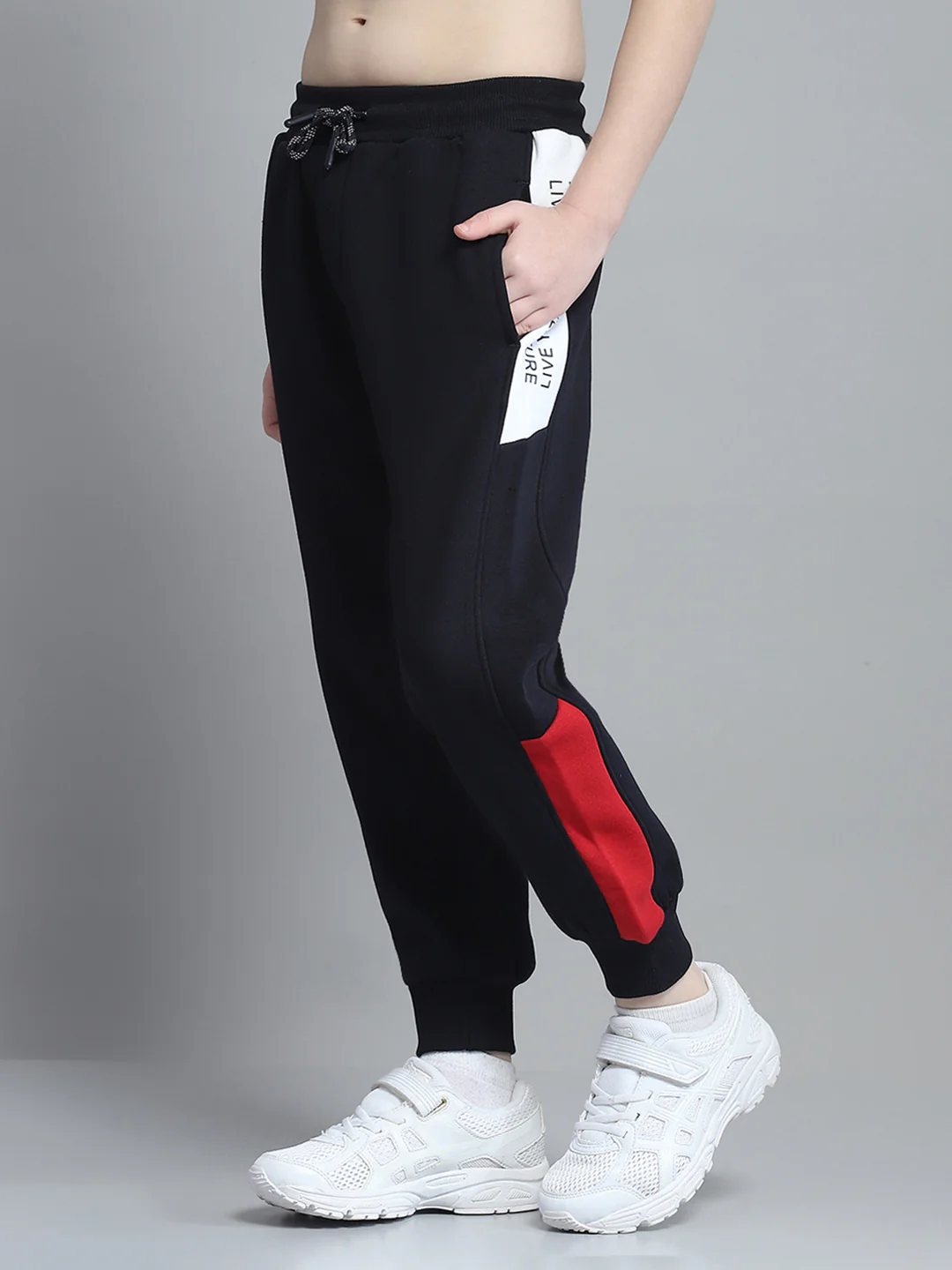 Boys Navy Blue Printed Hooded Full Sleeve Tracksuit - Image 8