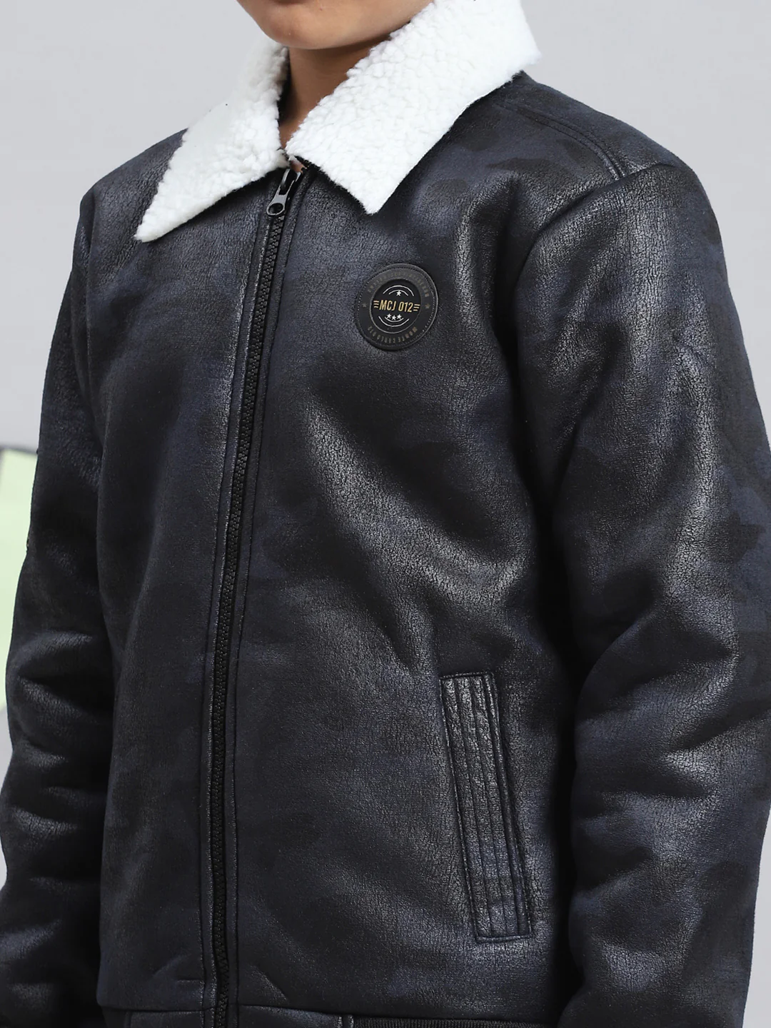 Boys Navy Blue Printed Jacket - Image 6