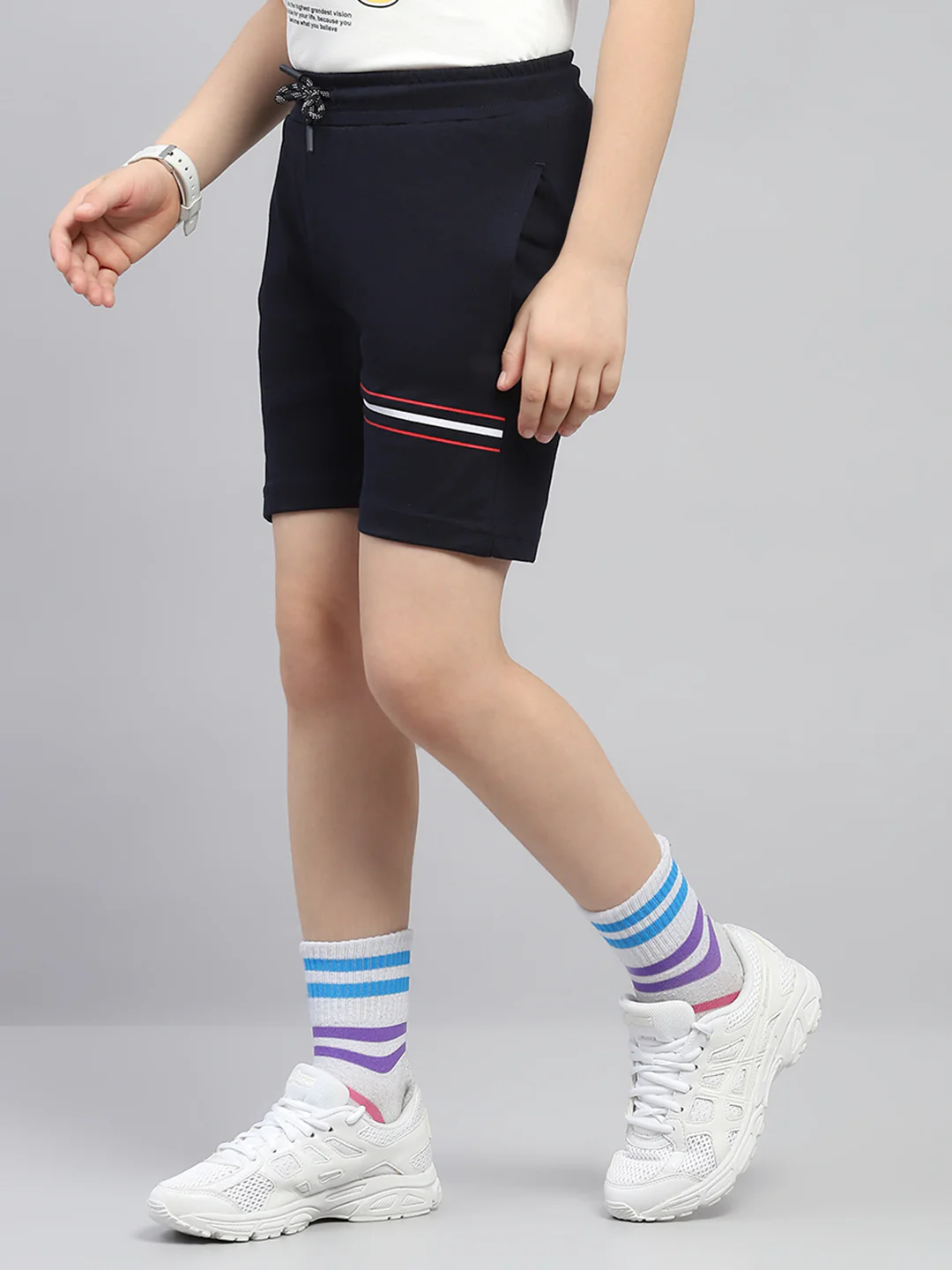 Boys Navy Blue Printed Regular Fit Bermuda - Image 3