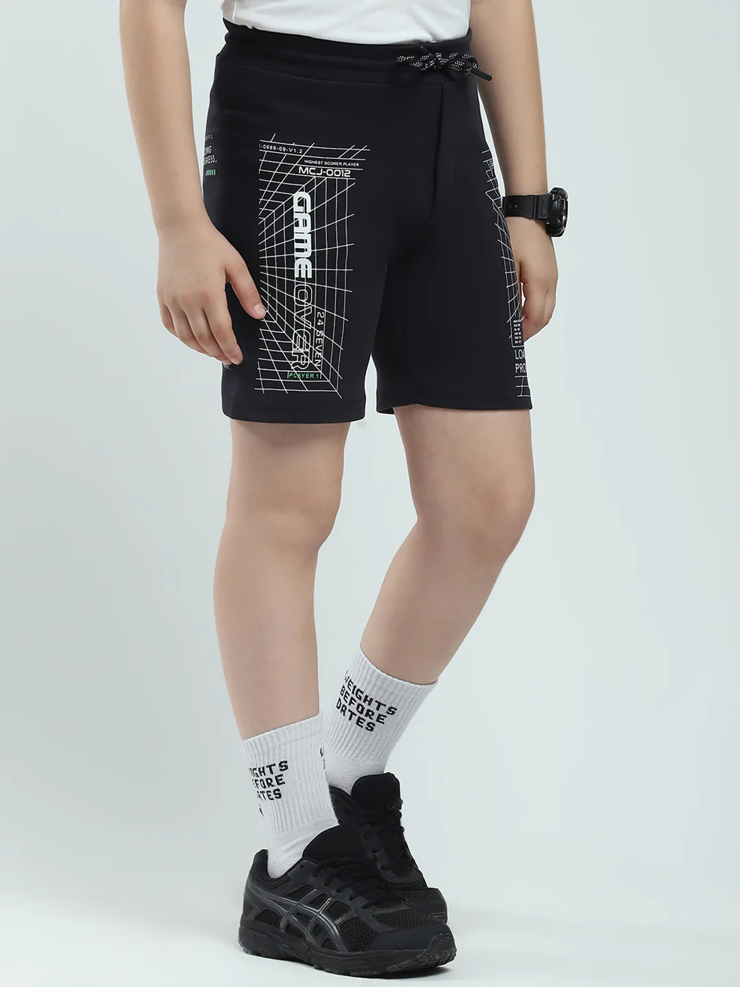 Boys Navy Blue Printed Regular Fit Bermuda - Image 4
