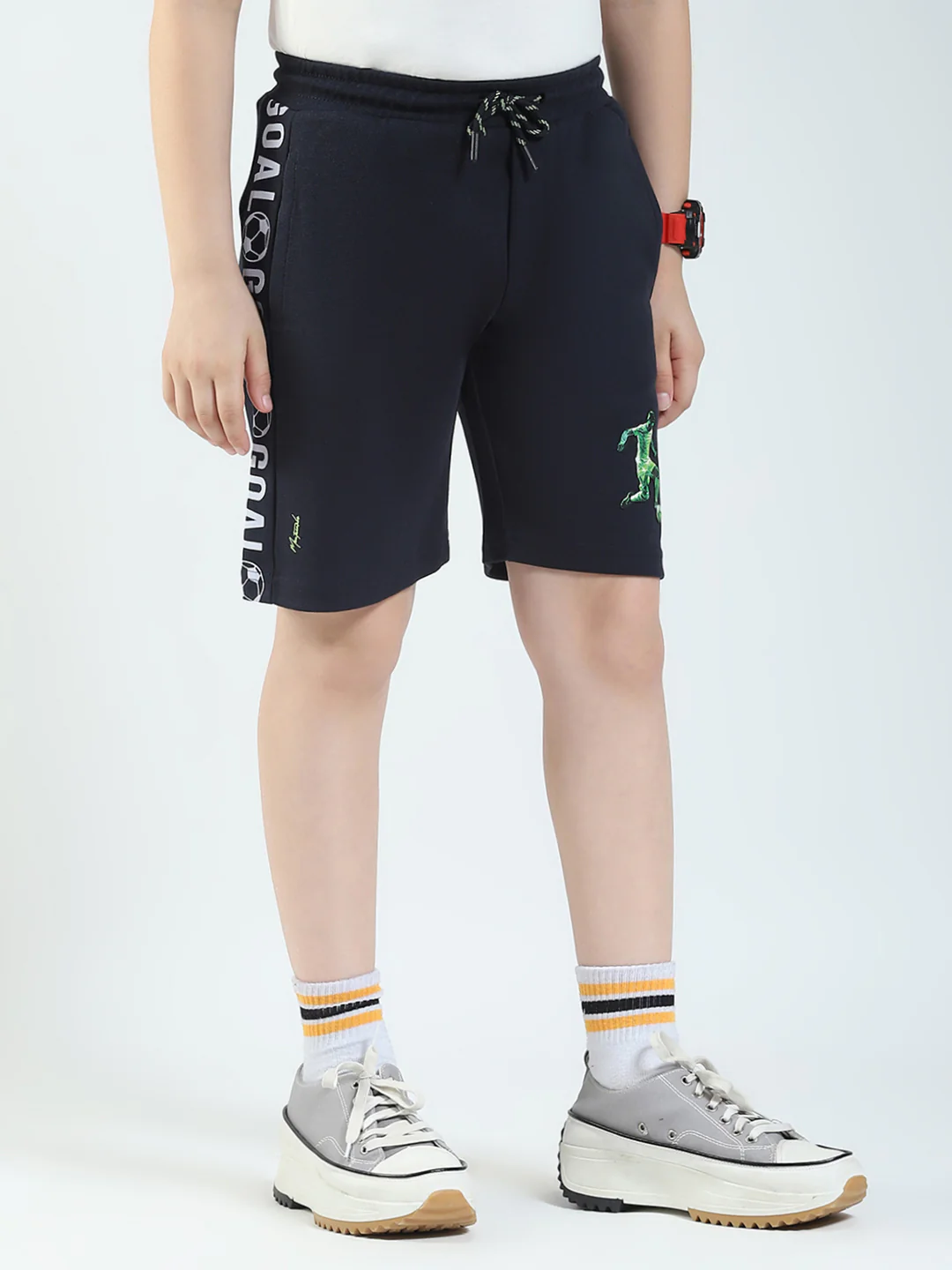 Boys Navy Blue Printed Regular Fit Bermuda - Image 4