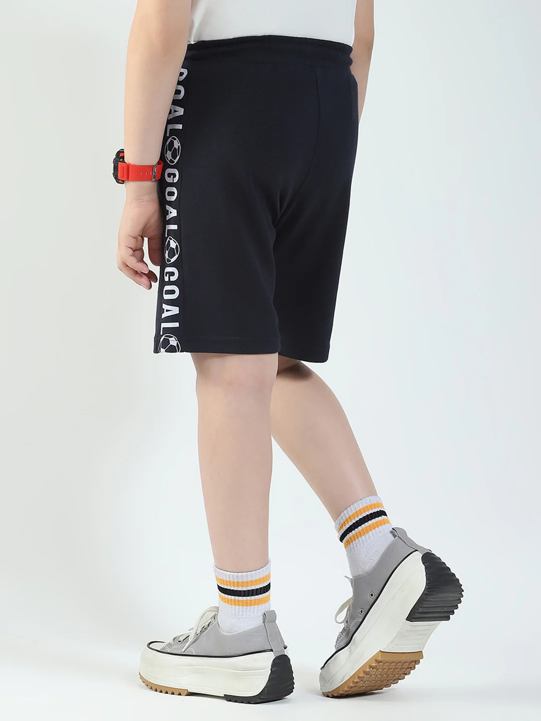 Boys Navy Blue Printed Regular Fit Bermuda - Image 5