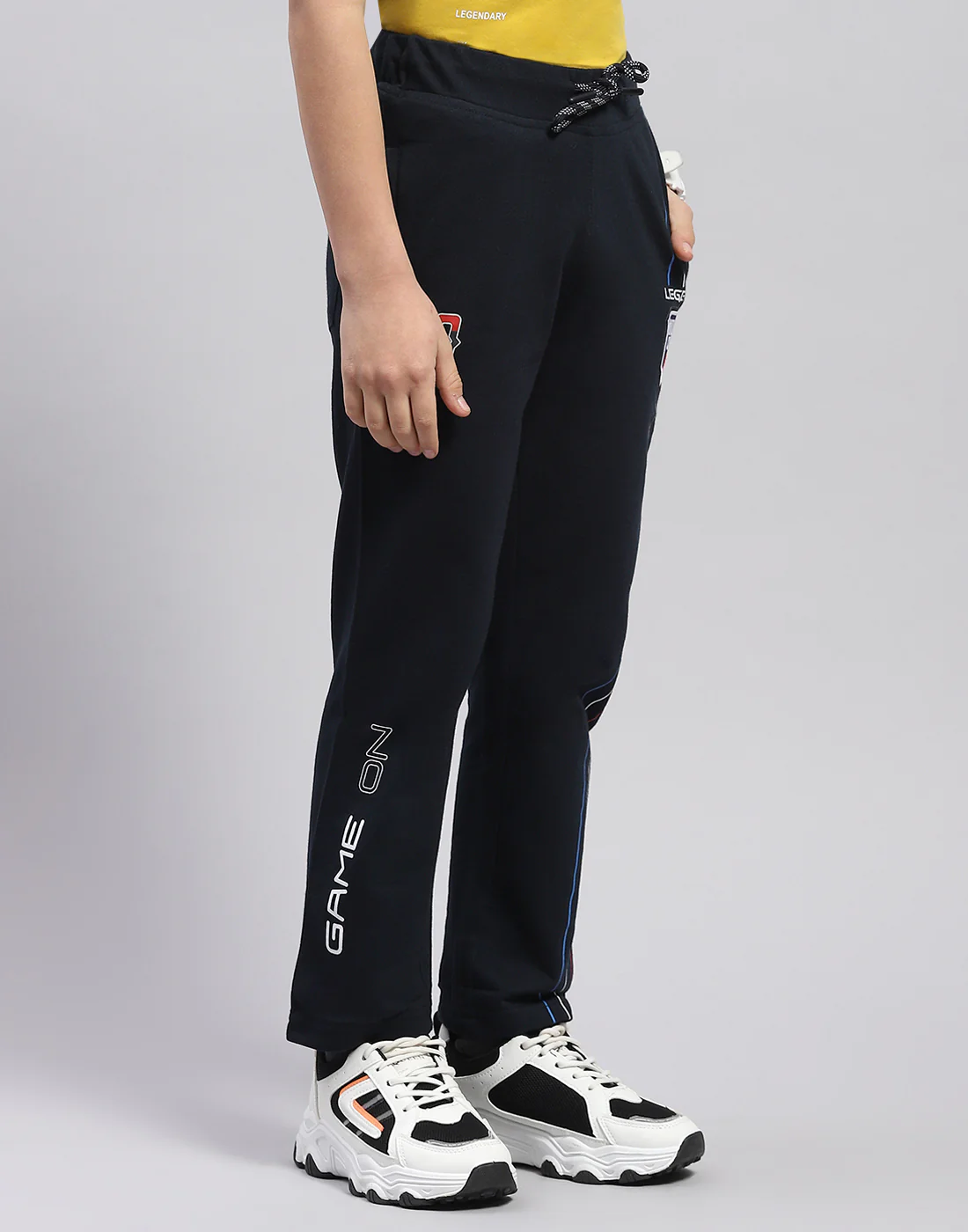 Boys Navy Blue Printed Regular Fit Lower - Image 4