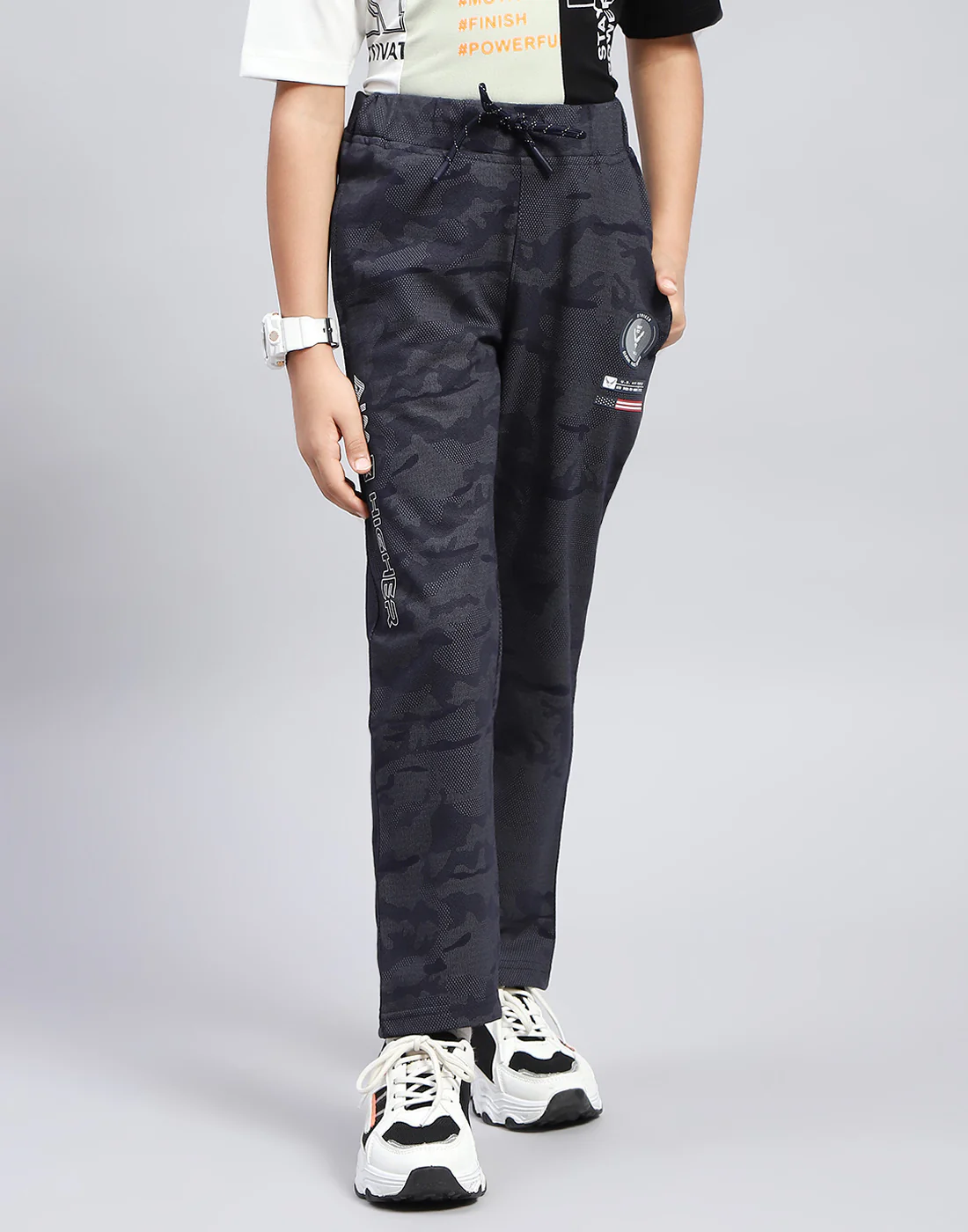 Boys Navy Blue Printed Regular Fit Lower - Image 3