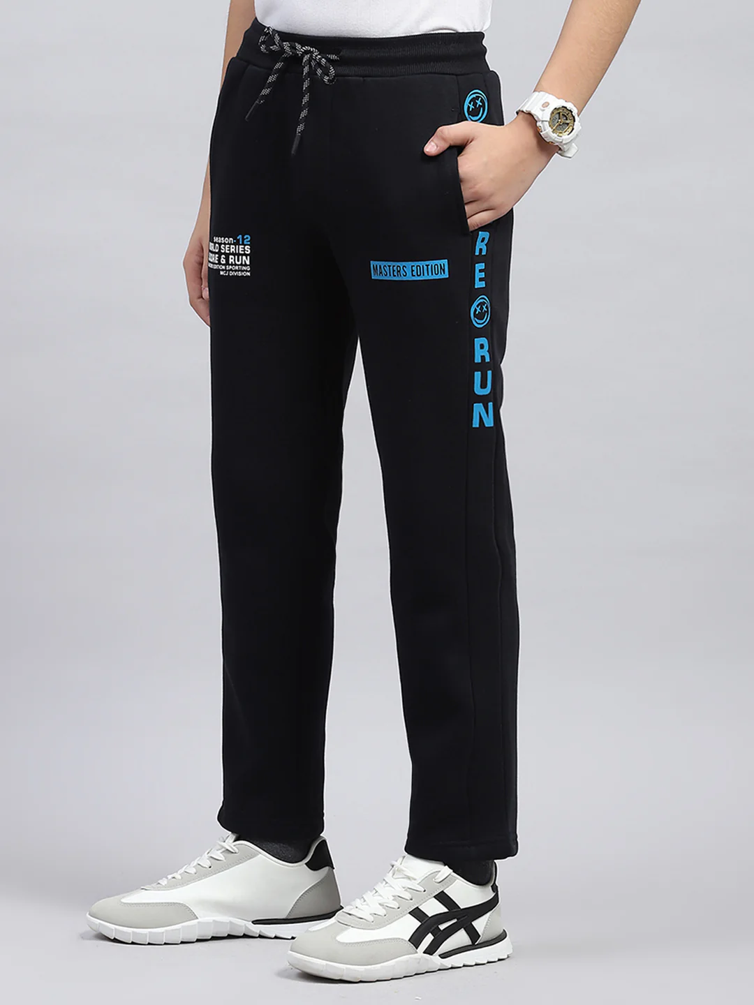 Boys Navy Blue Printed Regular Fit Lower - Image 3