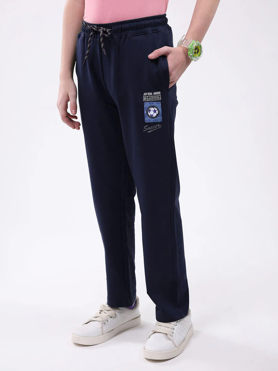 Boys Navy Blue Printed Regular Fit Lower - Image 3