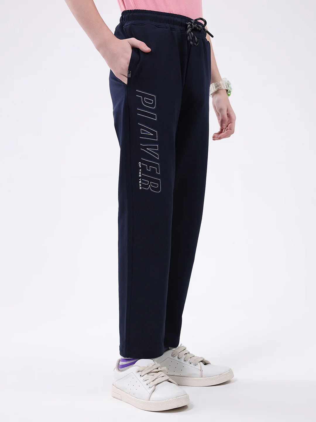 Boys Navy Blue Printed Regular Fit Lower - Image 4
