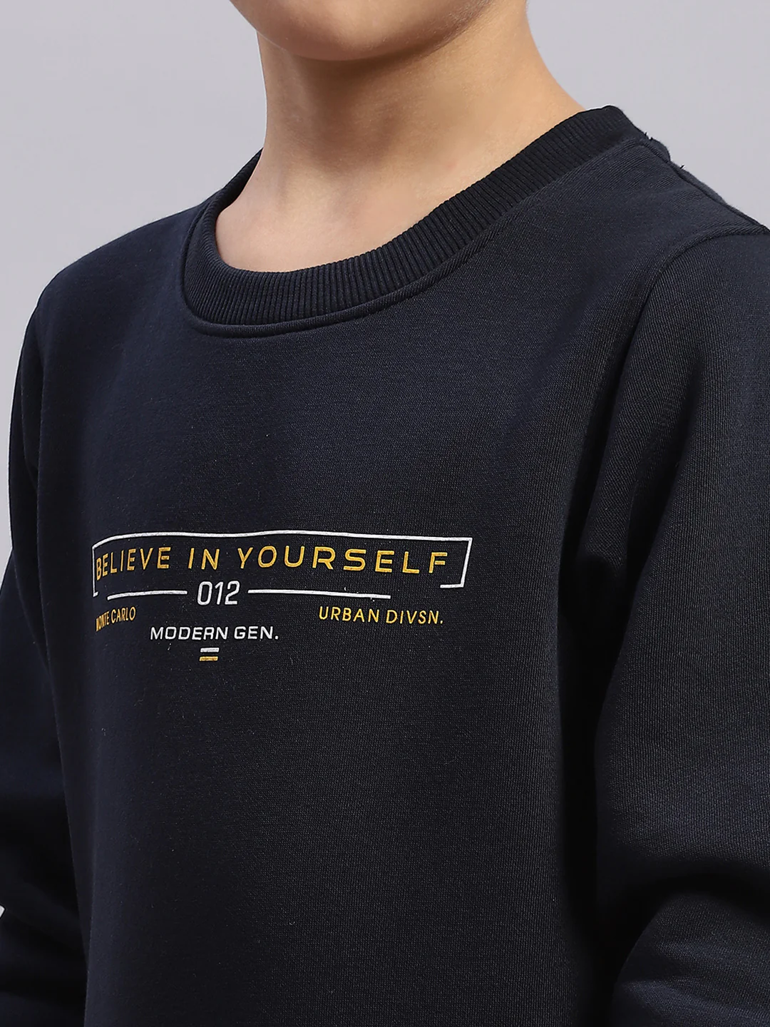 Boys Navy Blue Printed Round Neck Full Sleeve Sweatshirt - Image 6