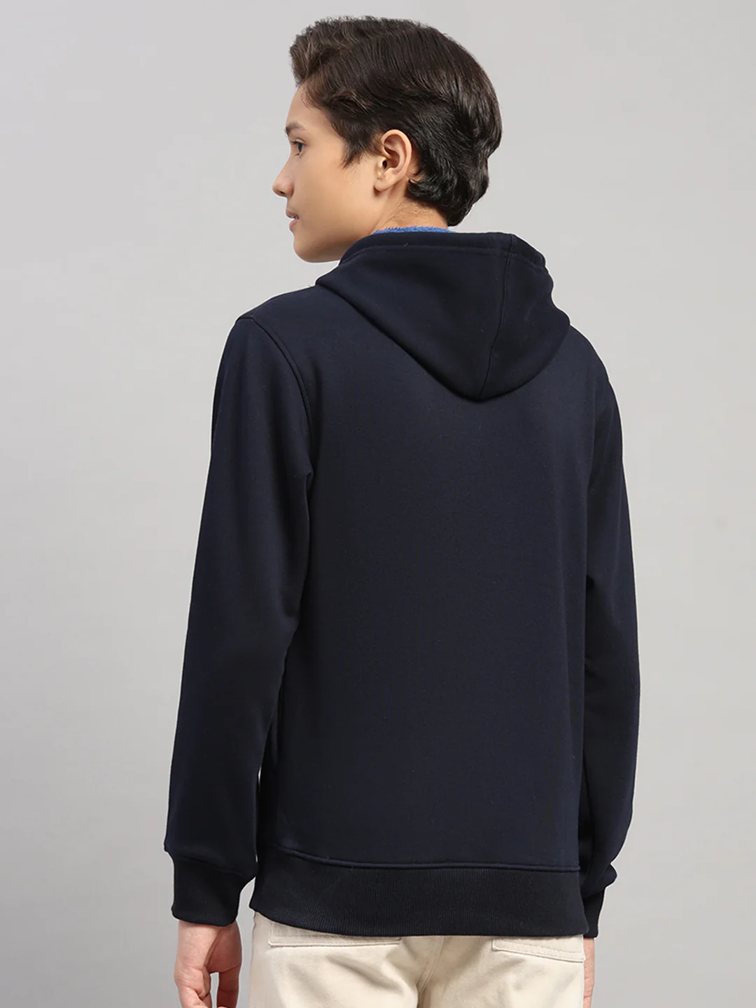 Boys Navy Blue Printed Round Neck Full Sleeve Sweatshirt - Image 5