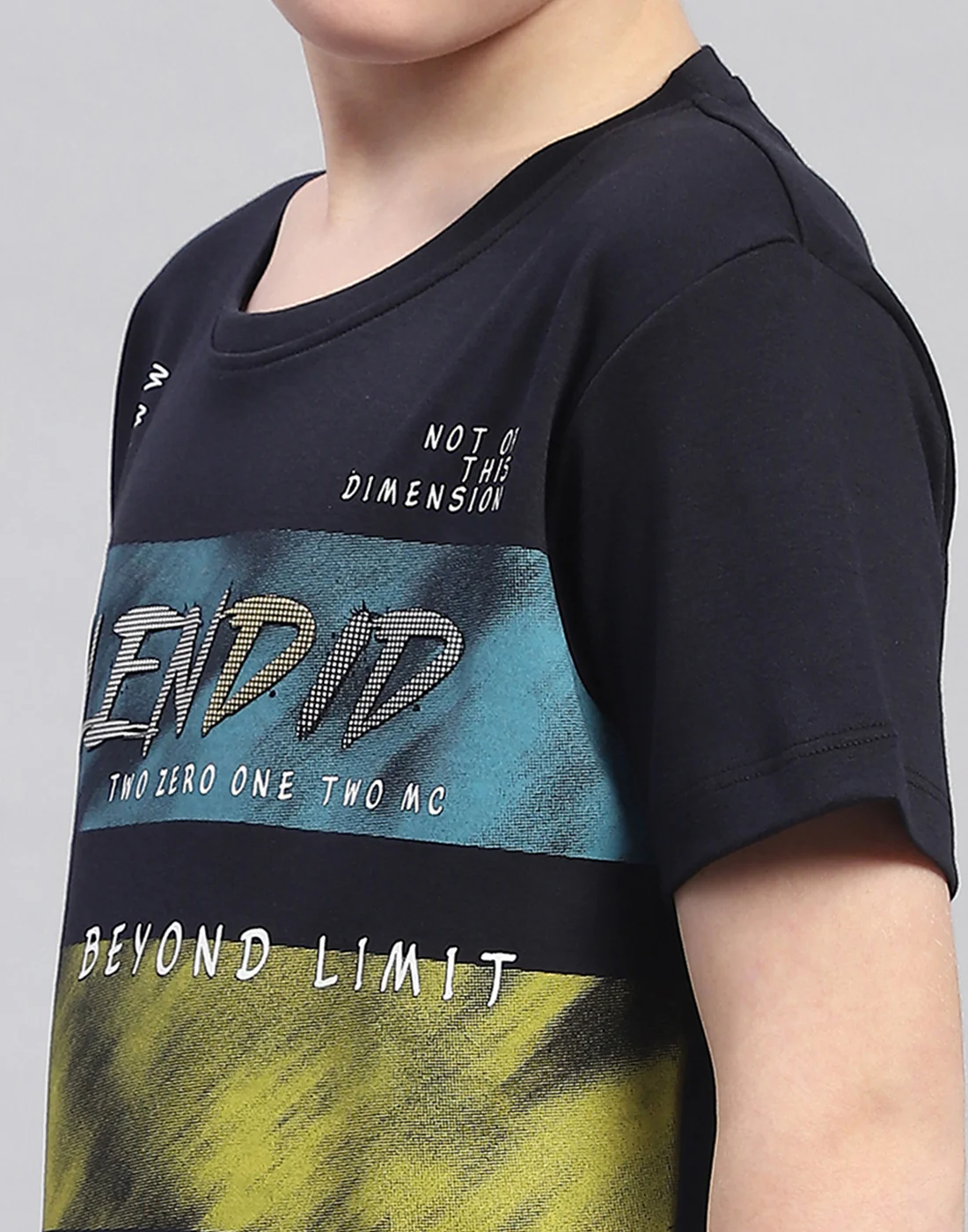 Boys Navy Blue Printed Round Neck Half Sleeve T-Shirt - Image 6