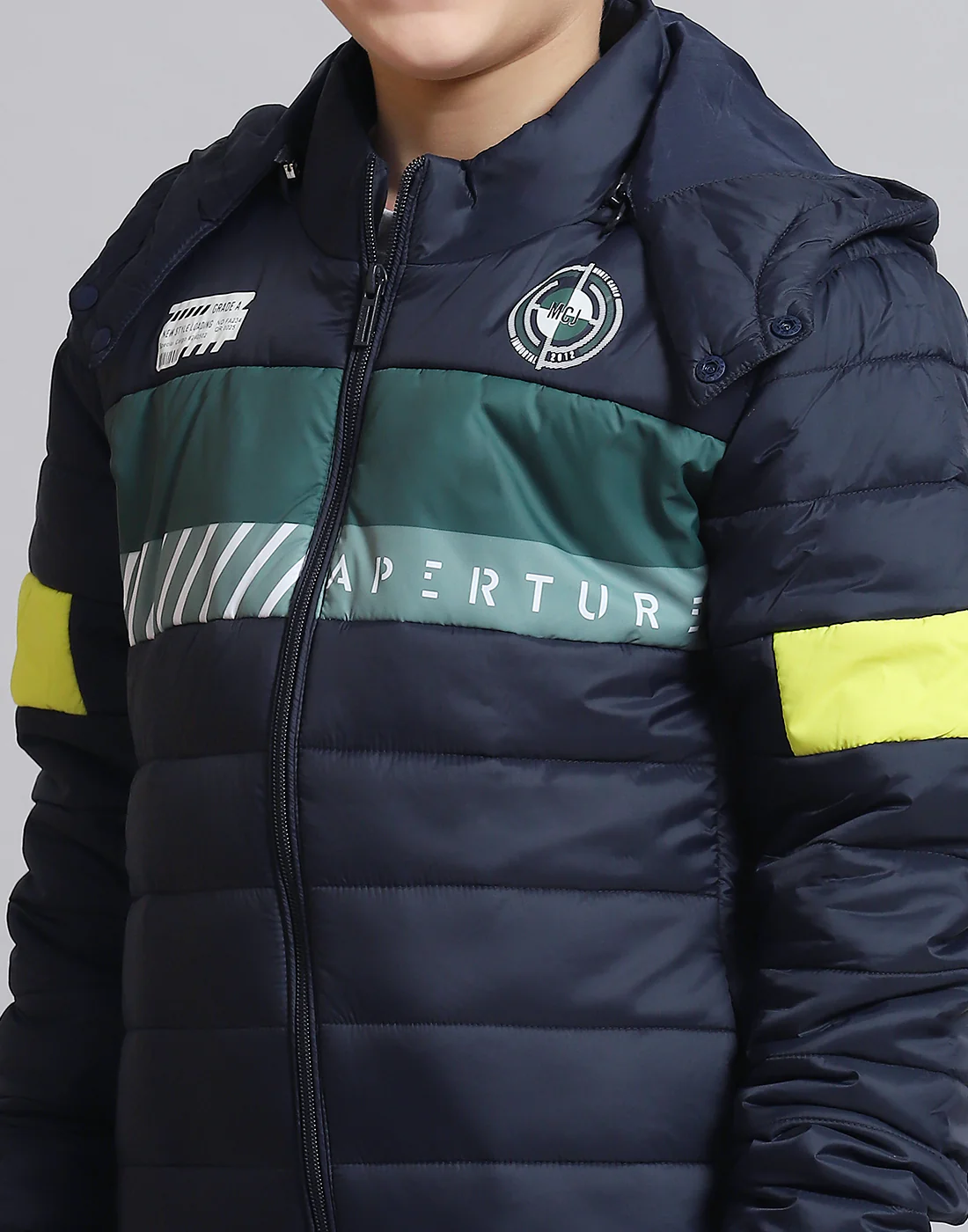 Boys Navy Blue Solid Hooded Full Sleeve Boys Jacket - Image 6
