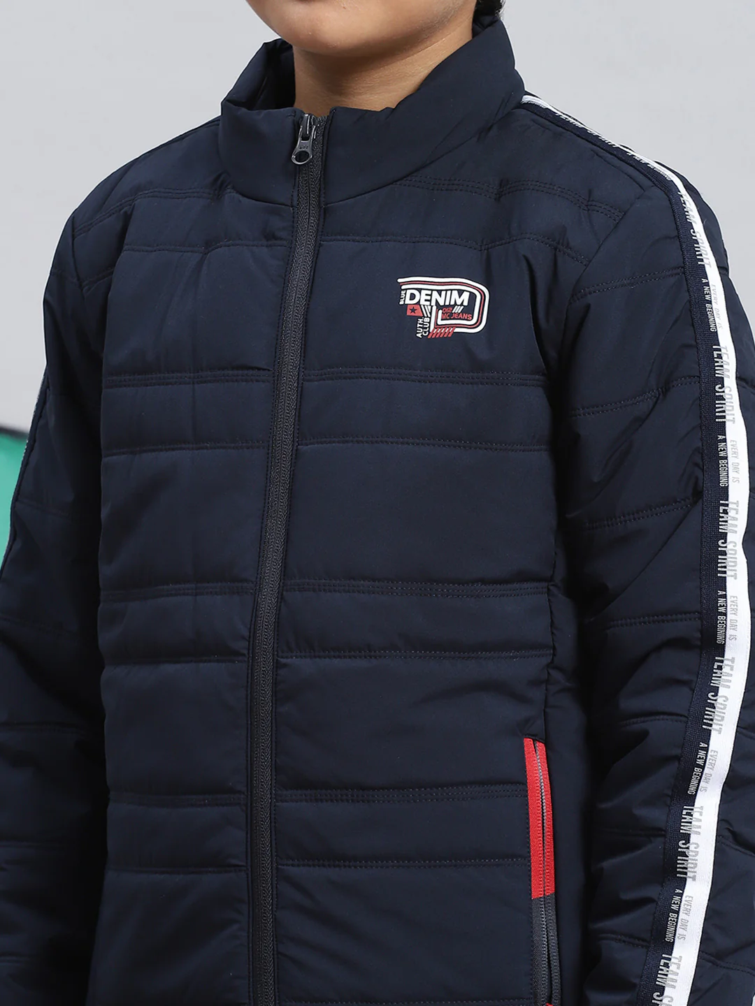Boys Navy Blue Solid Jacket - Image 6