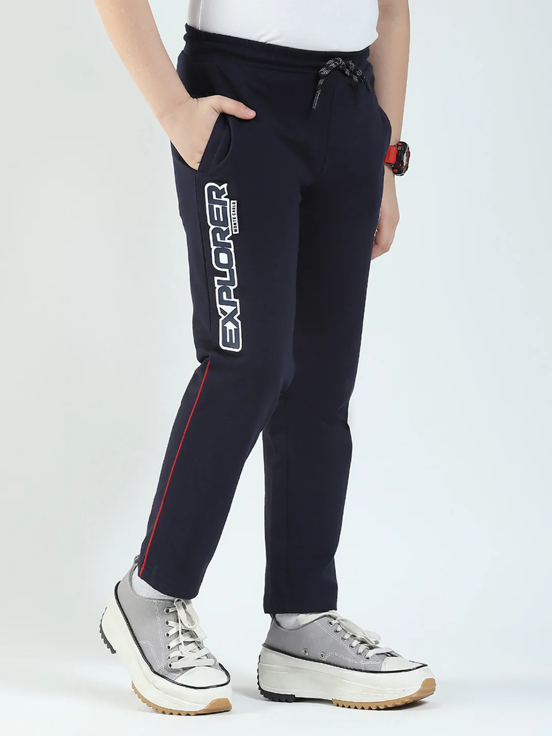 Boys Navy Blue Solid Regular Fit Lower - Image 4