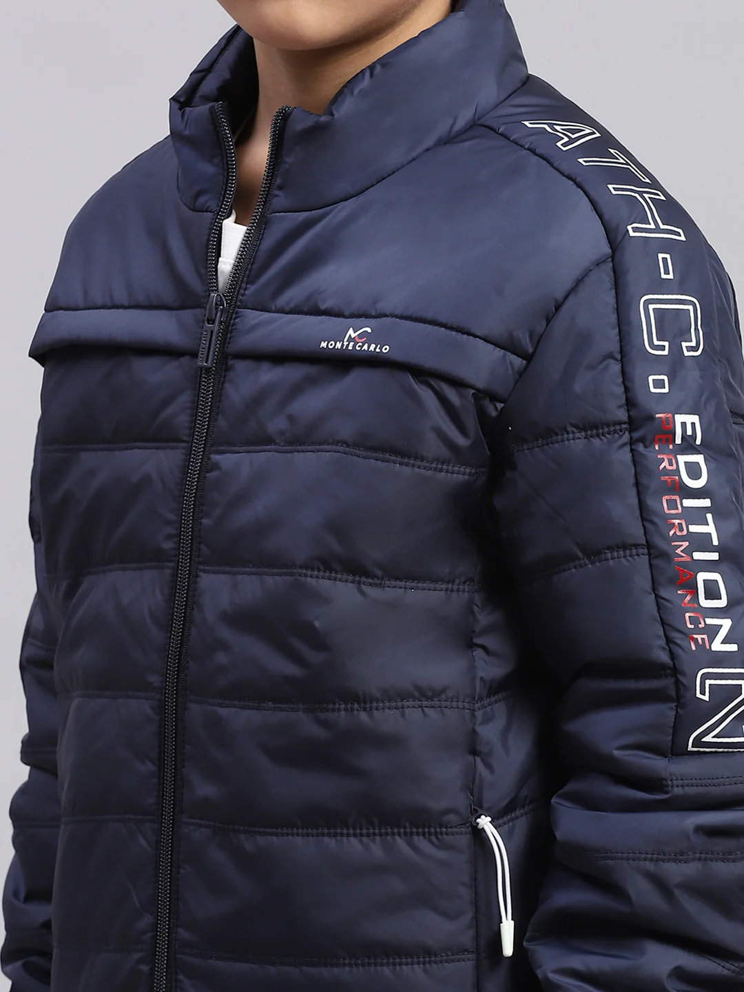 Boys Navy Blue Solid Stand Collar Full Sleeve Boys Jacket - Image 6