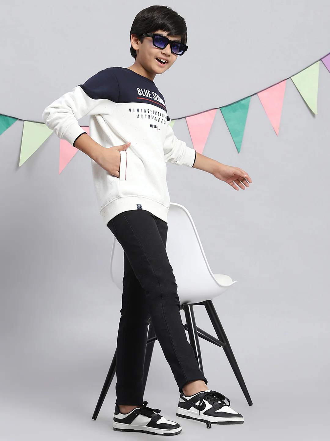 Boys Off White Printed Sweatshirt - Image 5