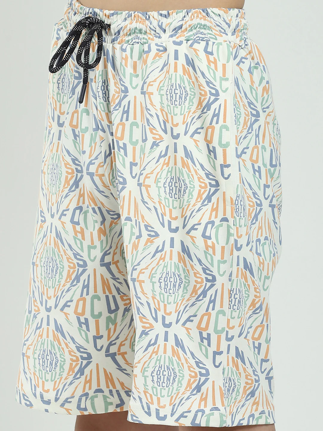 Boys Off White Printed Round Neck Half Sleeve Bermuda Set - Image 8