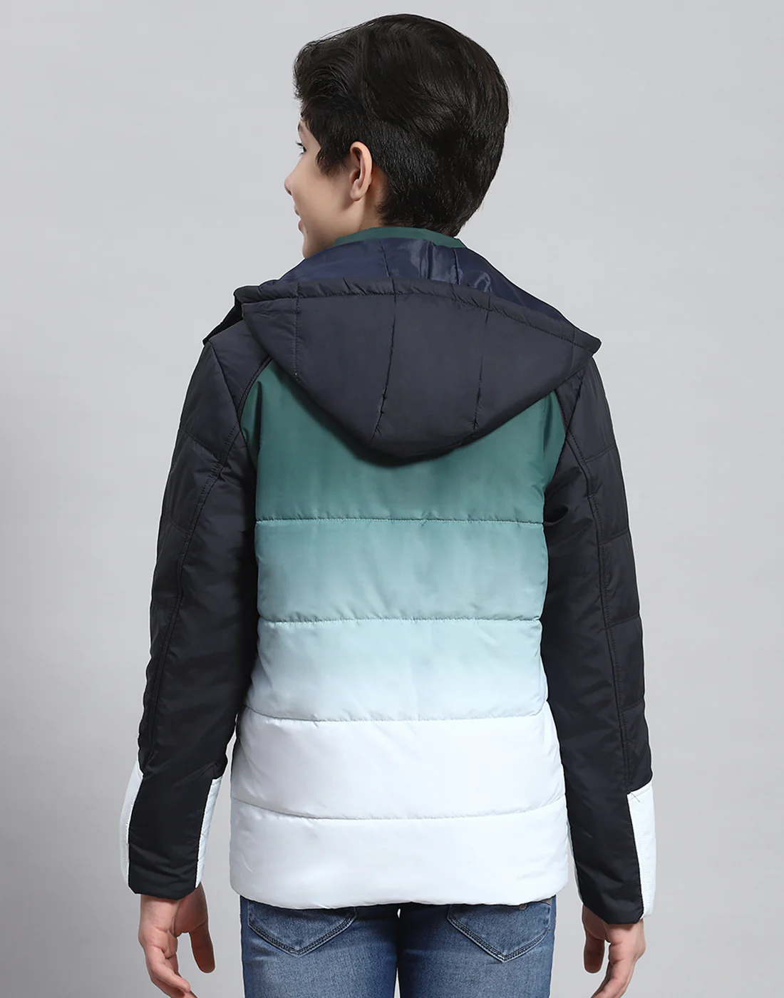 Boys Olive Colourblocked Hooded Full Sleeve Boys Jacket - Image 5