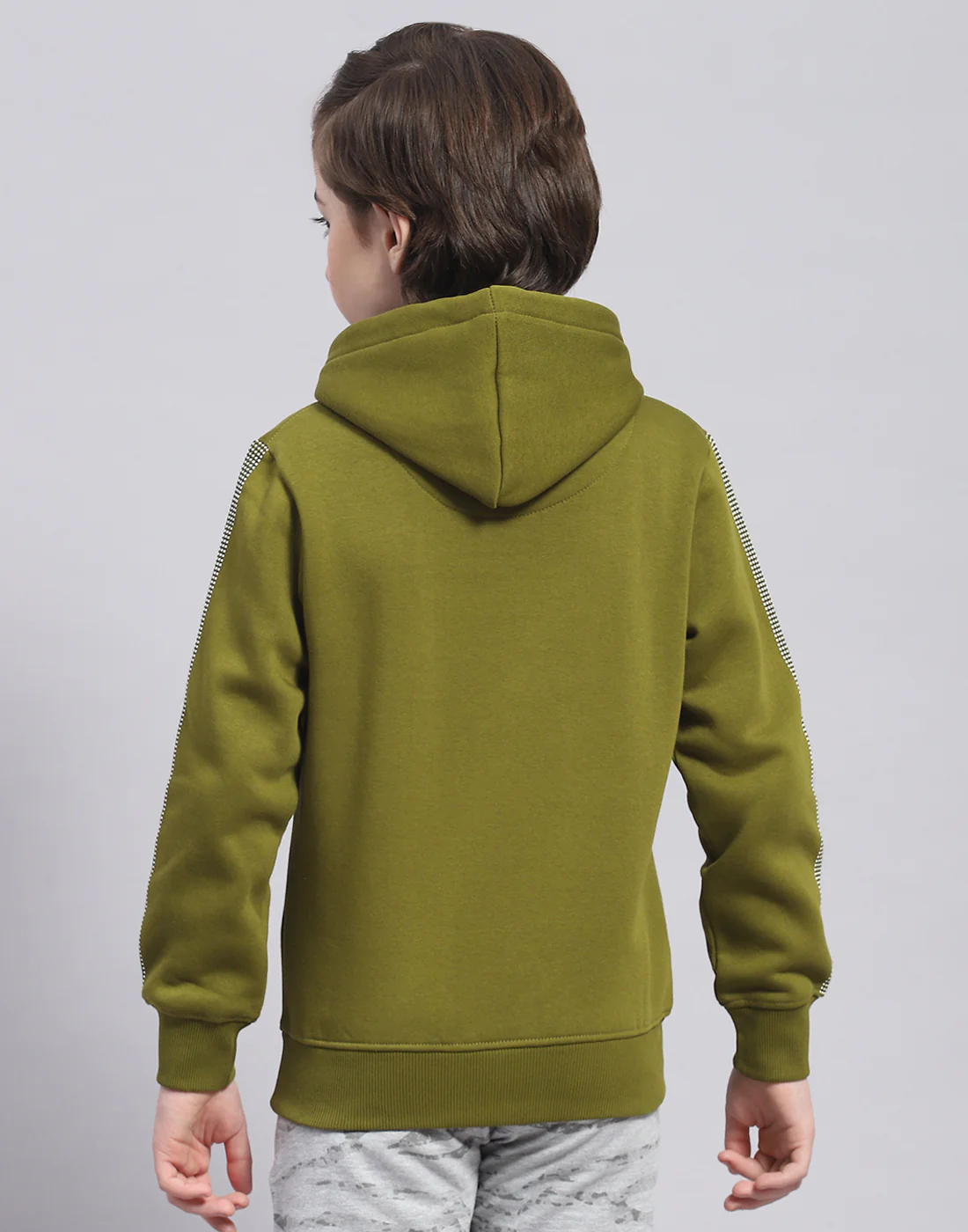 Boys Olive Printed Hooded Full Sleeve Sweatshirt - Image 5