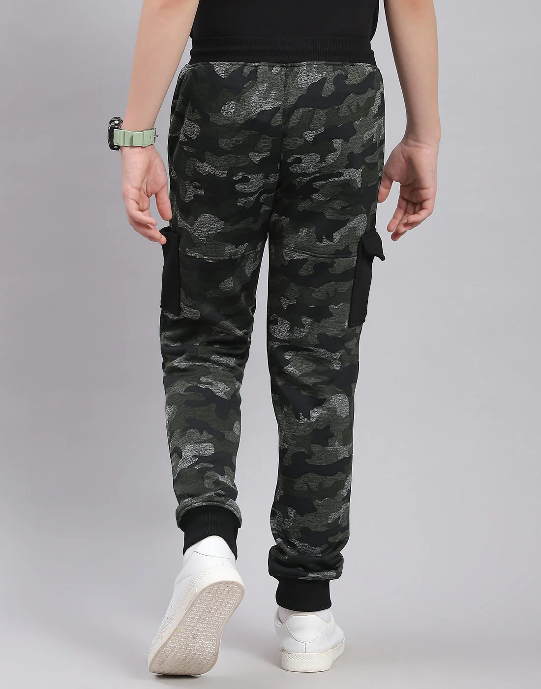 Boys Olive Printed Regular Fit Lower - Image 2