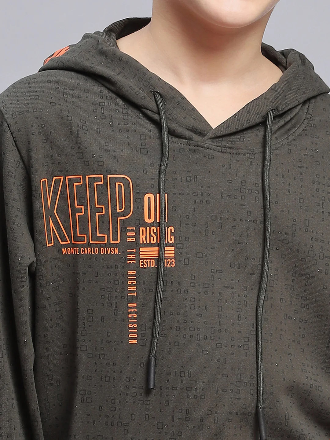 Boys Olive Printed Round Neck Full Sleeve Sweatshirt - Image 6