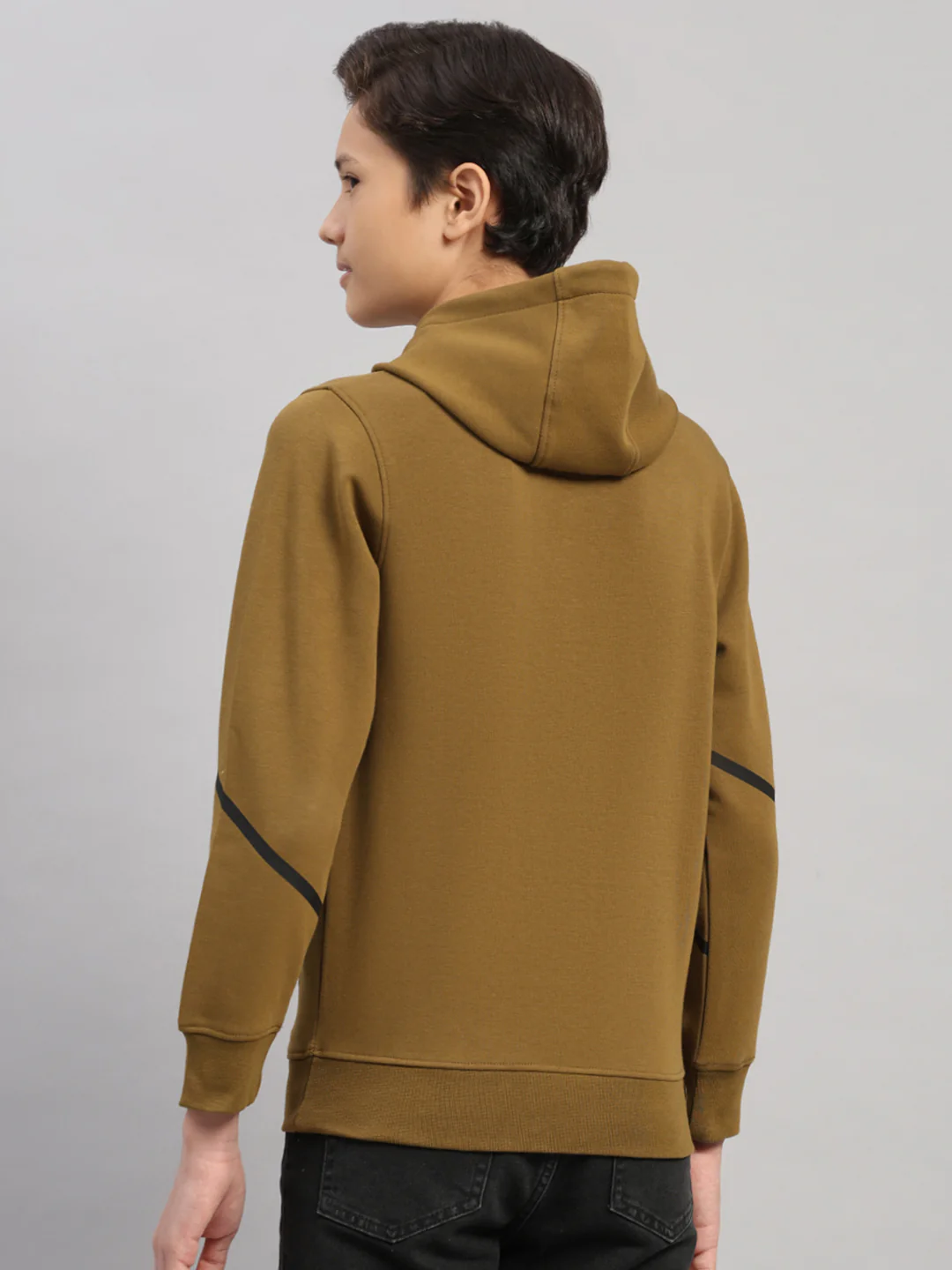 Boys Olive Printed Round Neck Full Sleeve Sweatshirt - Image 5