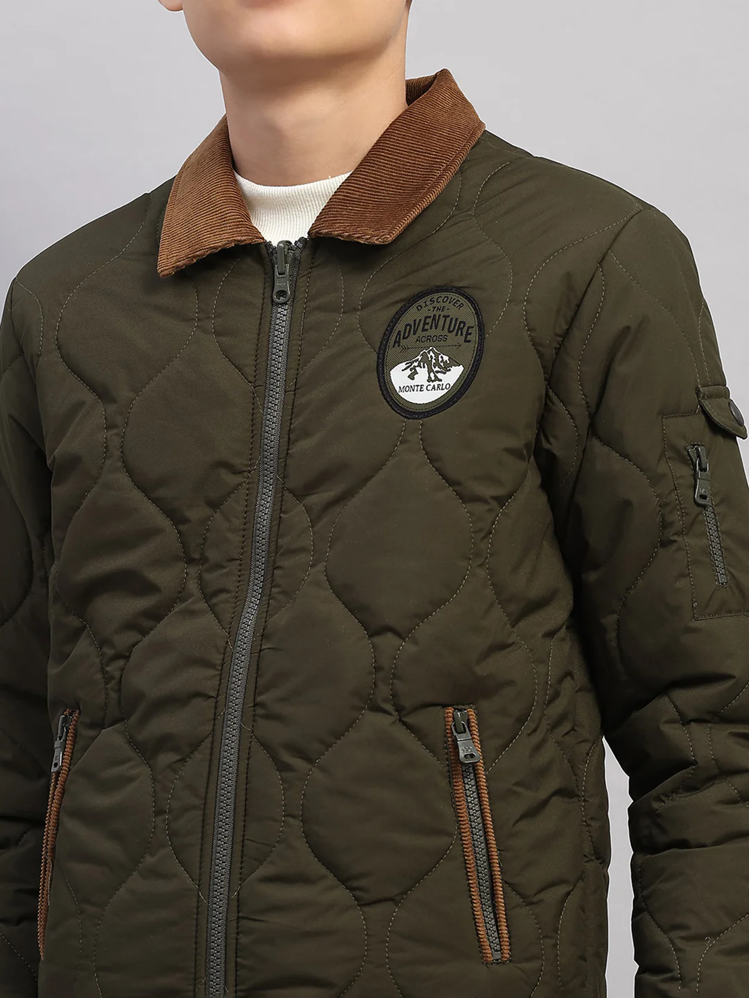 Boys Olive Solid Collar Full Sleeve Reversible Shacket - Image 9