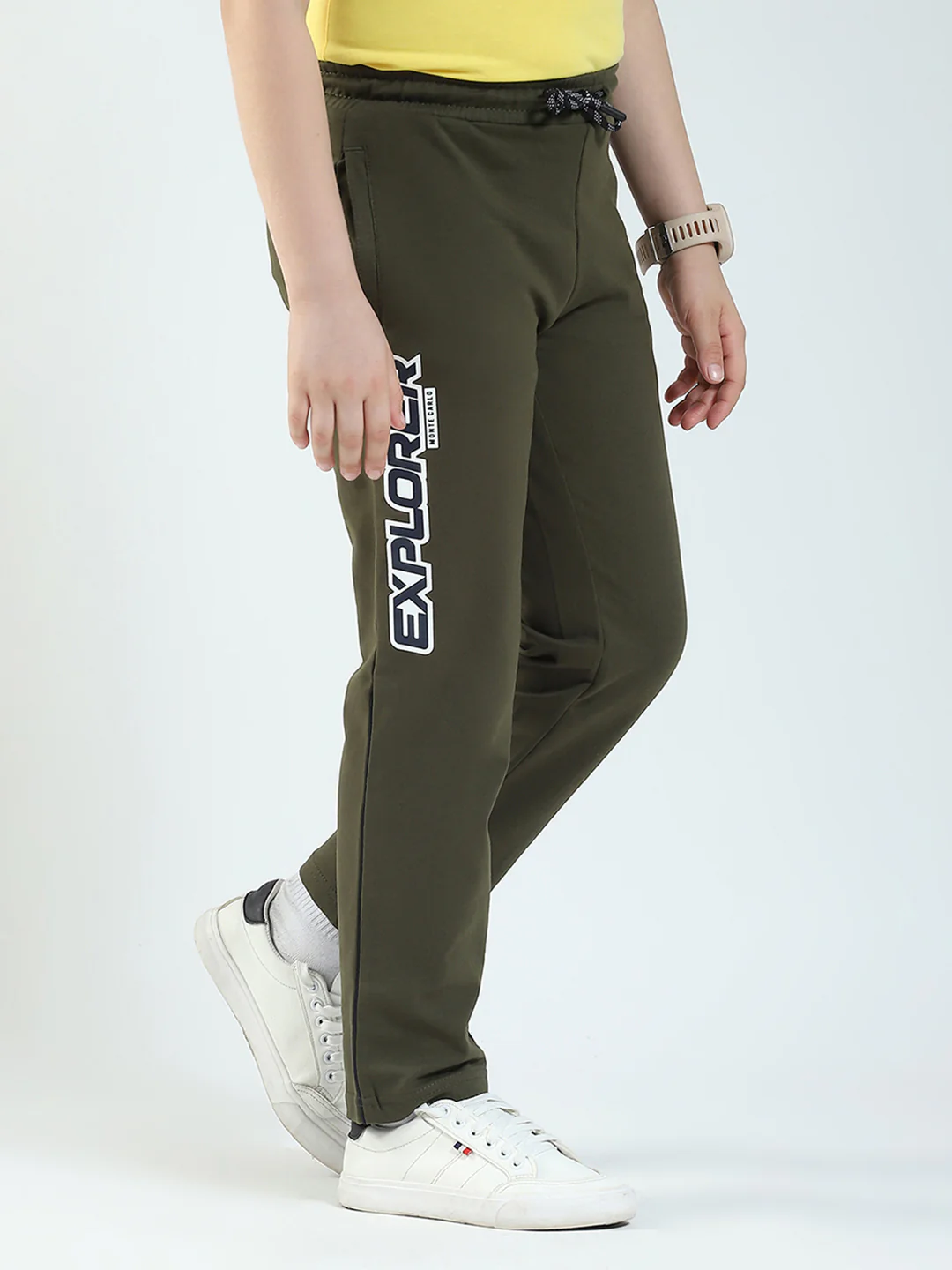 Boys Olive Solid Regular Fit Lower - Image 4