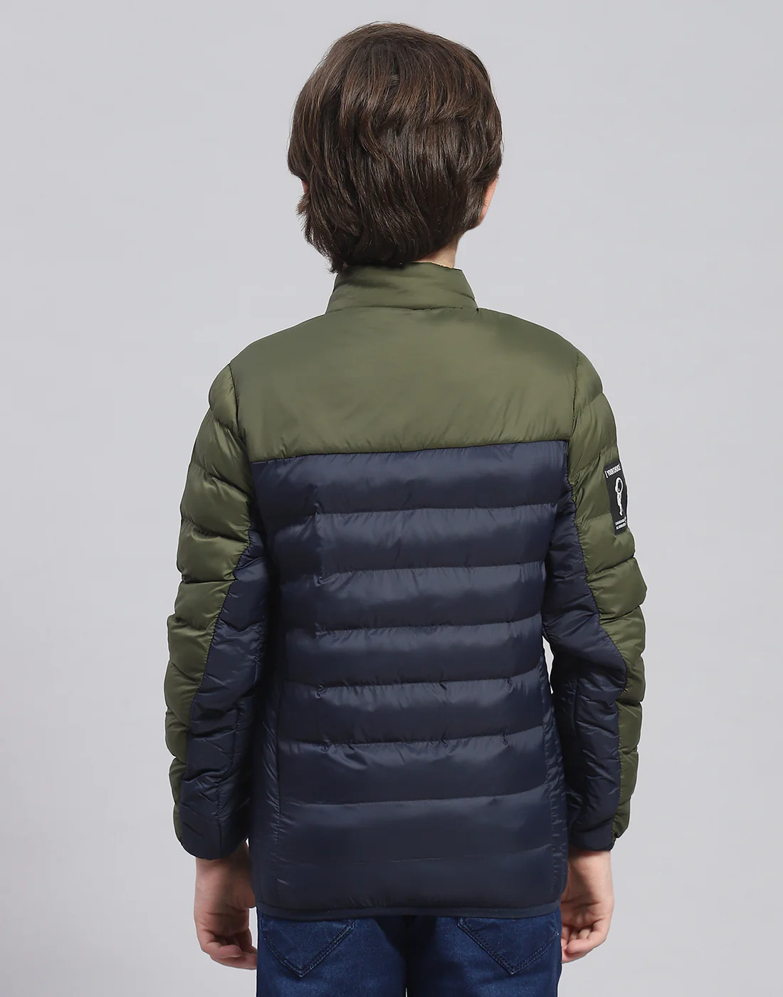 Boys Olive Solid Stand Collar Full Sleeve Boys Jacket - Image 5
