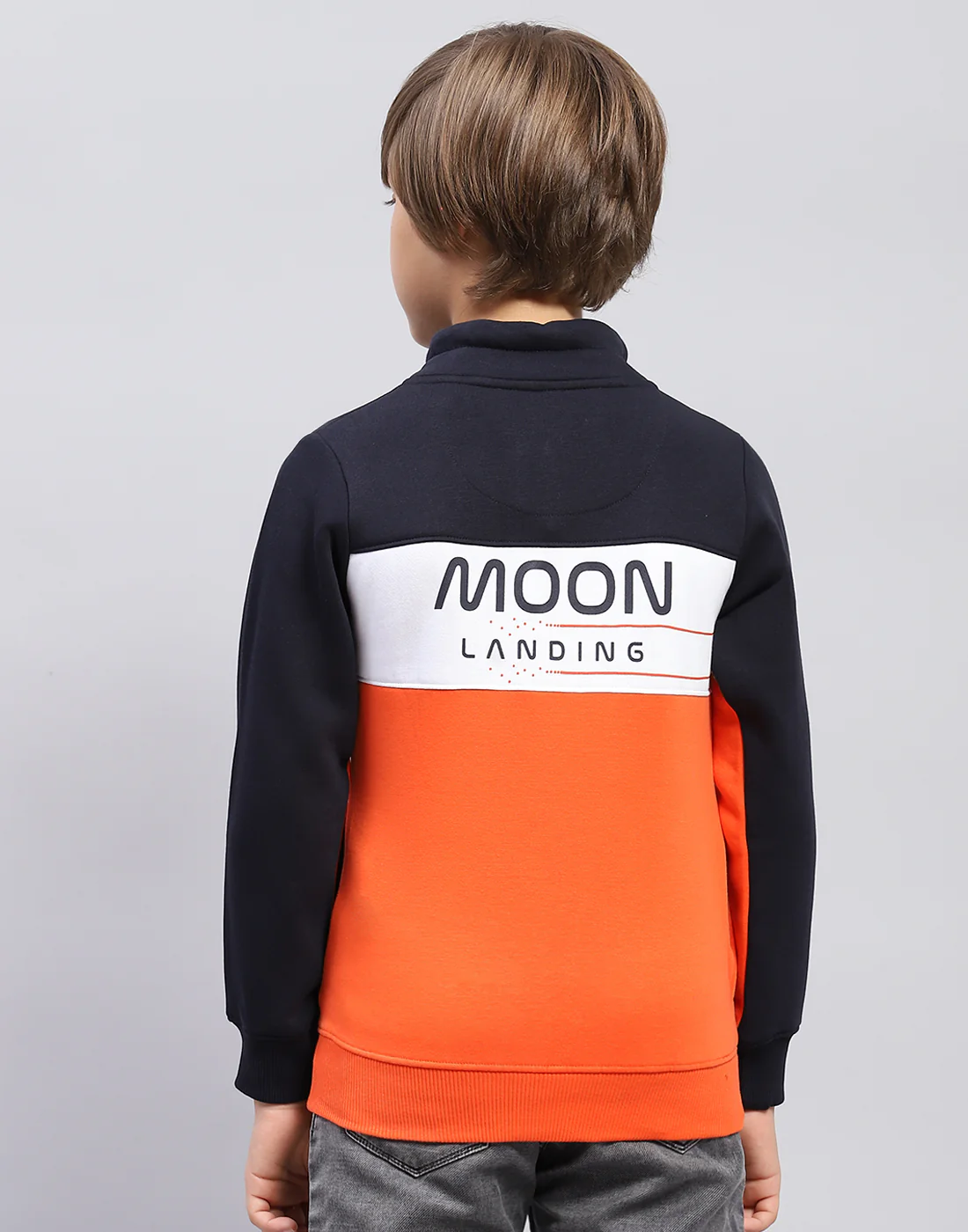 Boys Orange Printed Hooded Full Sleeve Sweatshirt - Image 5