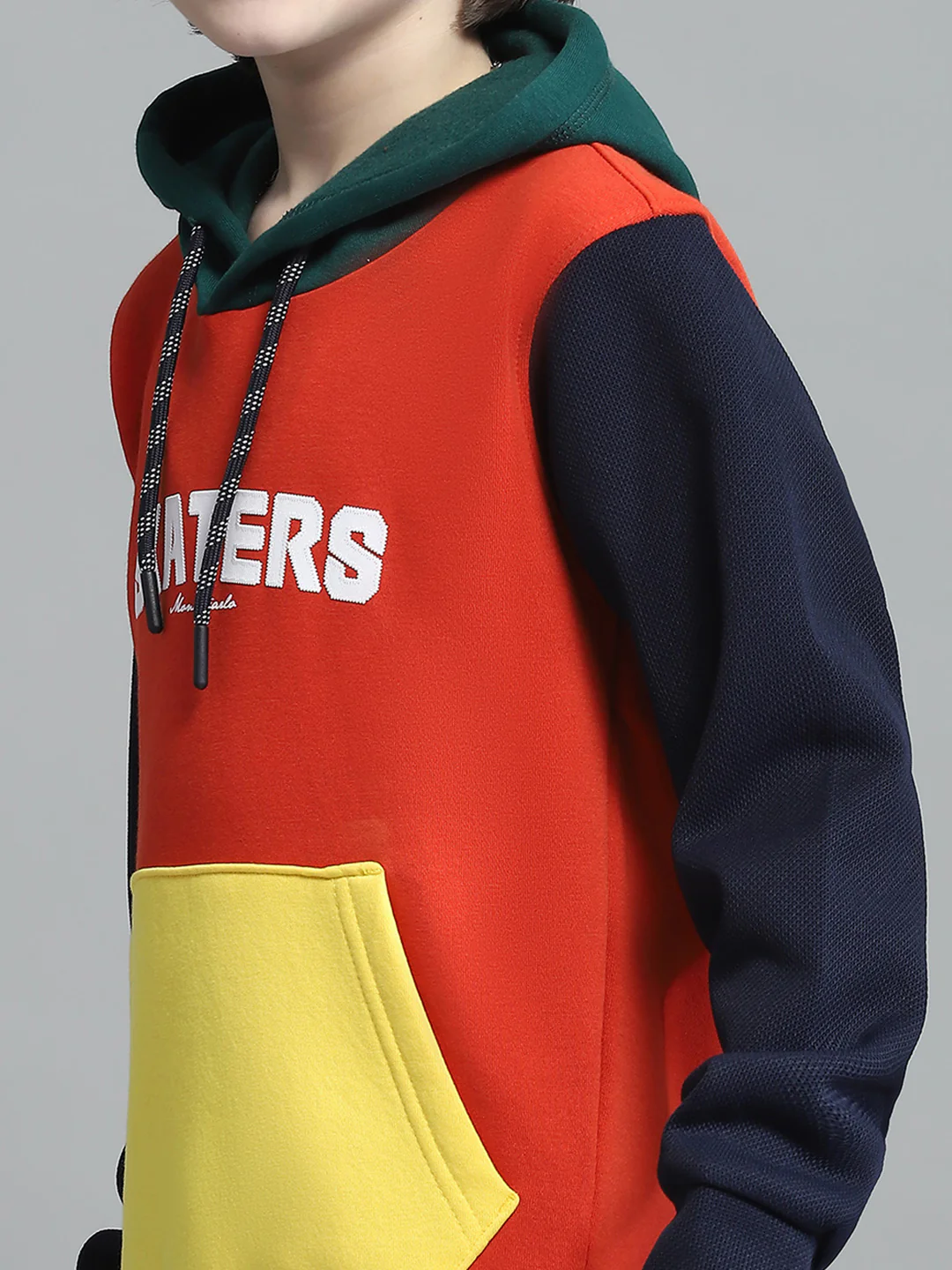 Boys Orange Printed Hooded Full Sleeve Sweatshirt - Image 6