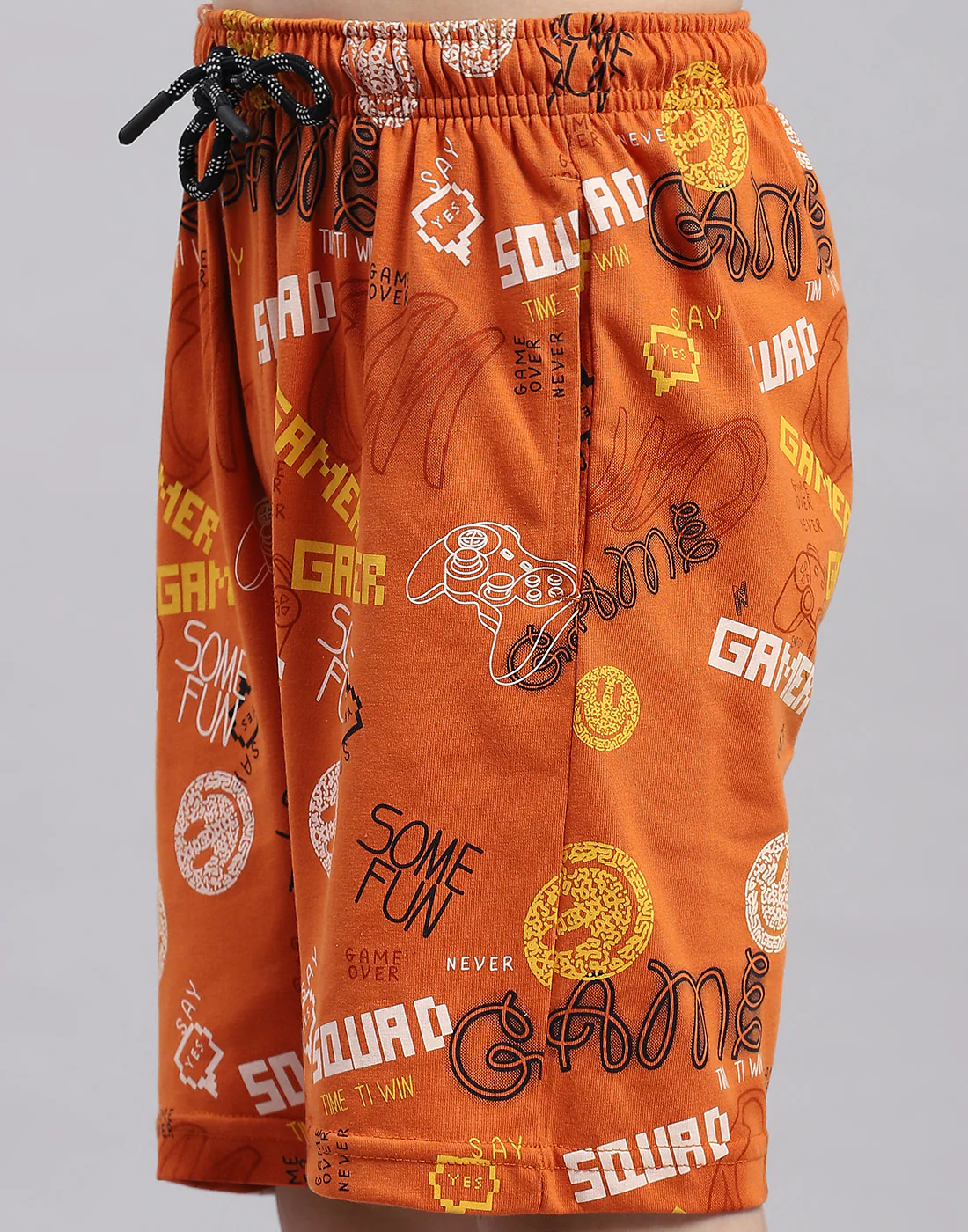 Boys Orange Printed Round Neck Half Sleeve Bermuda Set - Image 7