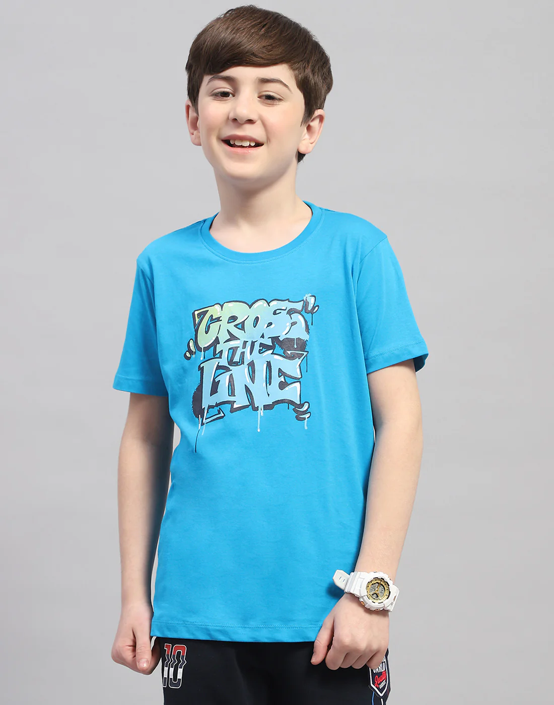 Boys Orange & Turquoise Blue Printed Round Neck Half Sleeve T-Shirt (Pack of 2) - Image 2