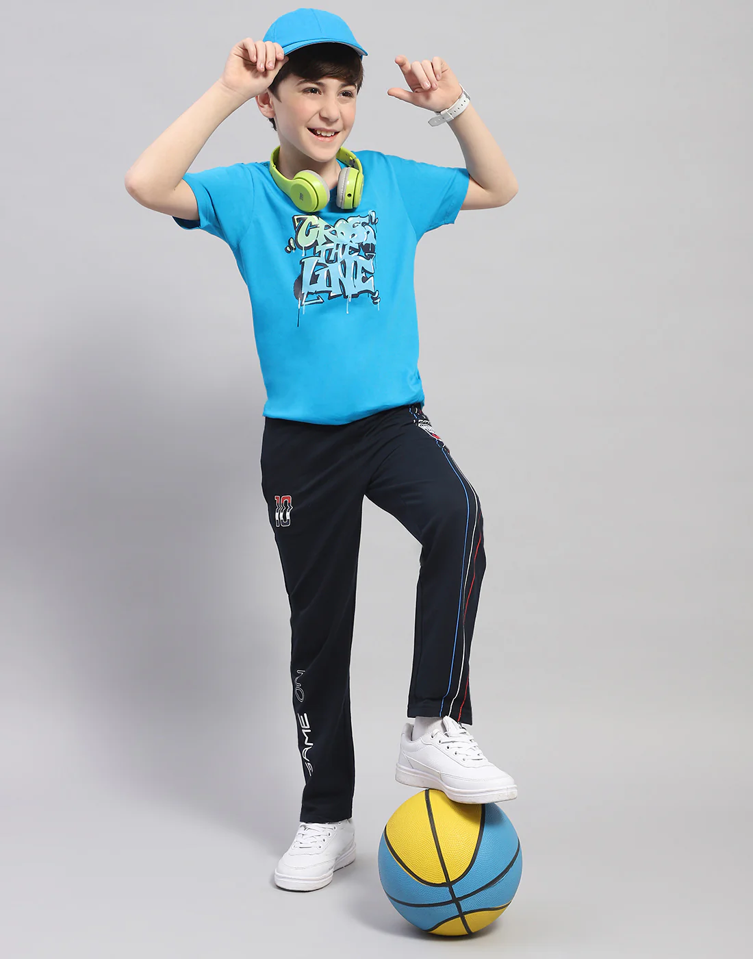 Boys Orange & Turquoise Blue Printed Round Neck Half Sleeve T-Shirt (Pack of 2) - Image 3
