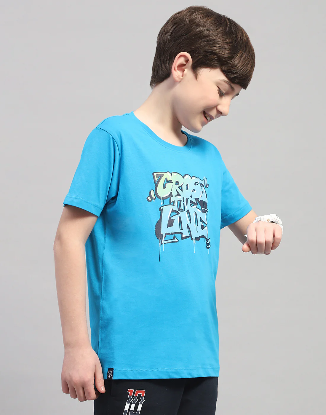 Boys Orange & Turquoise Blue Printed Round Neck Half Sleeve T-Shirt (Pack of 2) - Image 5