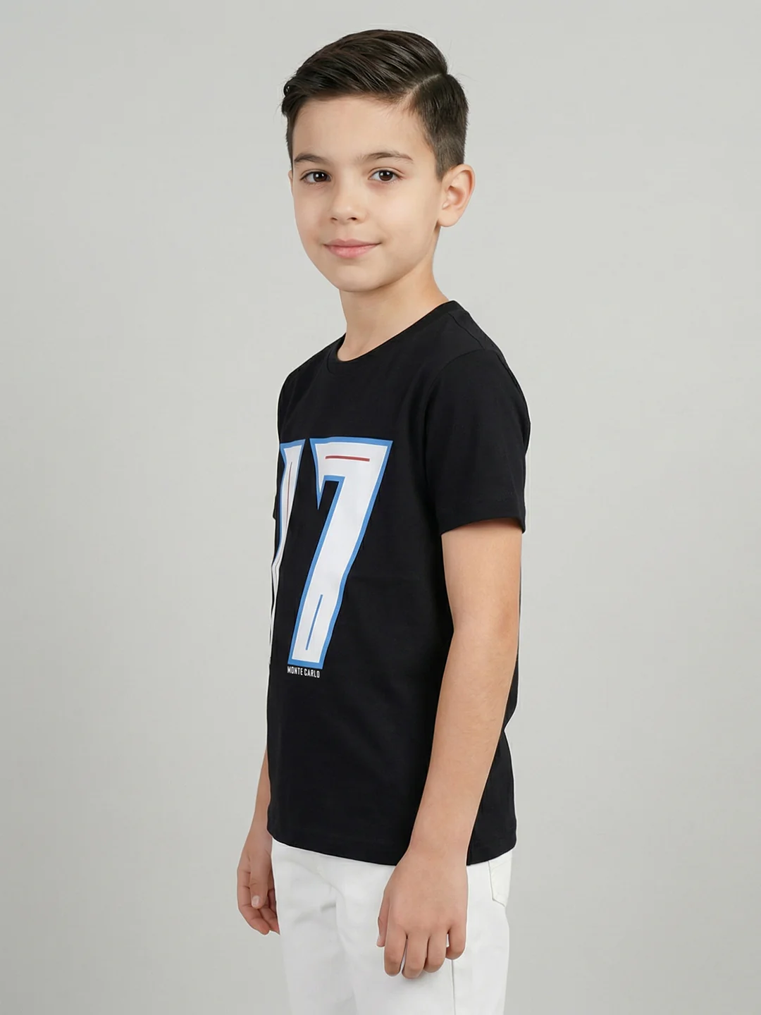 Boys Peach & Black Printed Round Neck Half Sleeve T-Shirt (Pack of 2) - Image 10