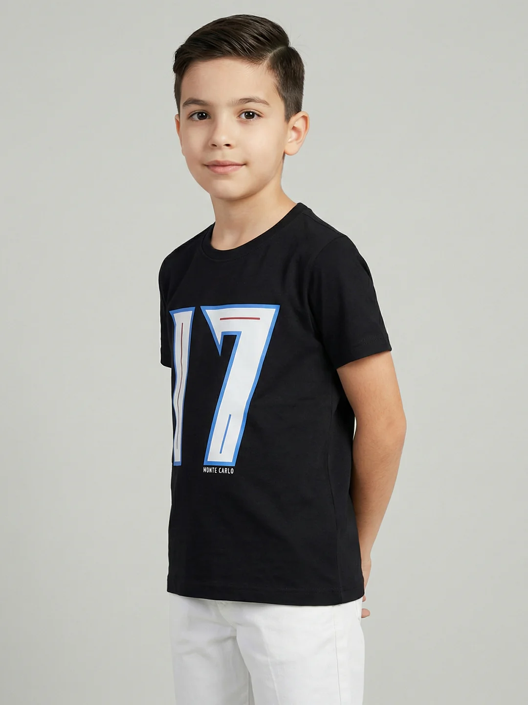 Boys Peach & Black Printed Round Neck Half Sleeve T-Shirt (Pack of 2) - Image 2