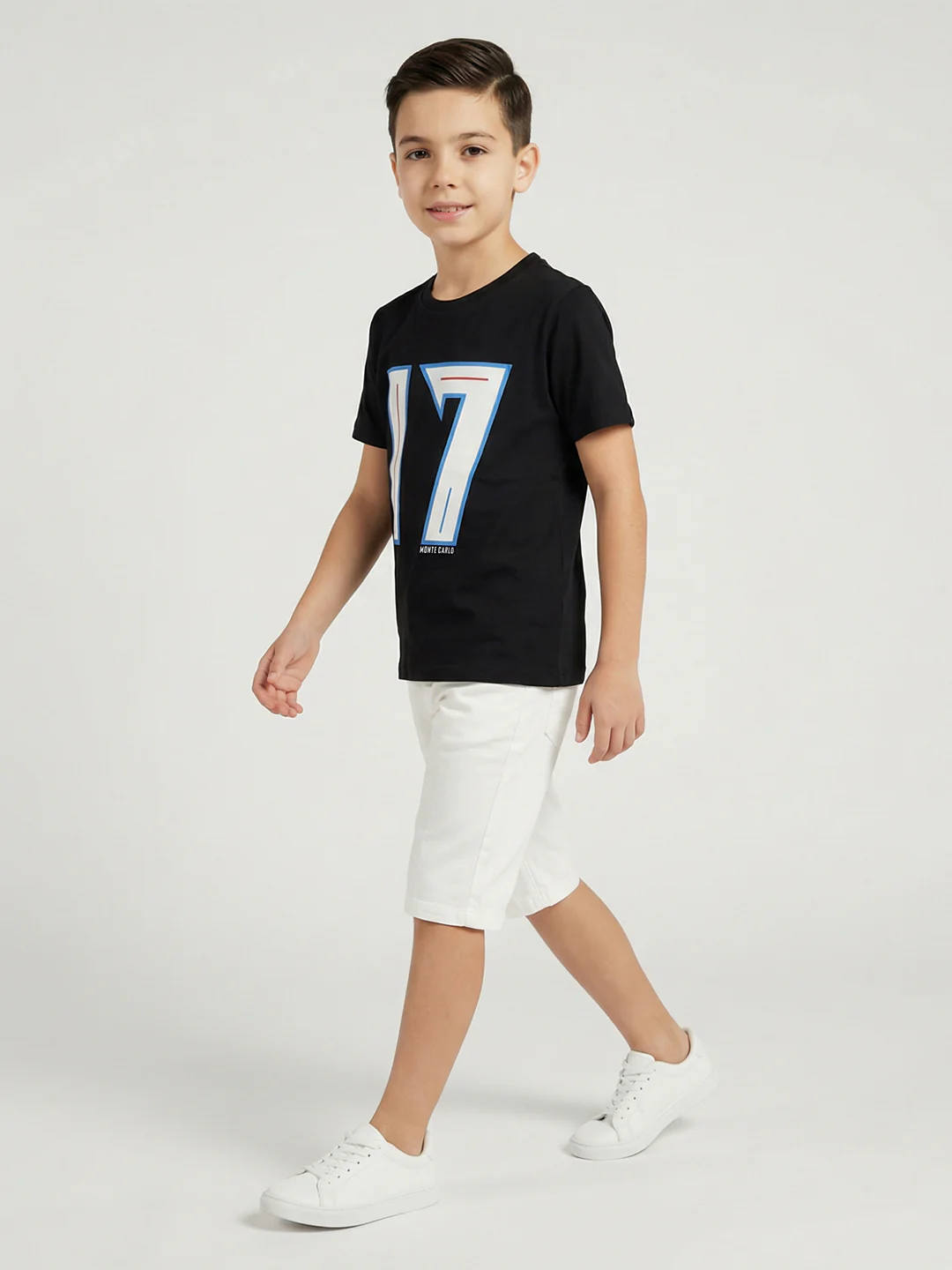 Boys Peach & Black Printed Round Neck Half Sleeve T-Shirt (Pack of 2) - Image 9
