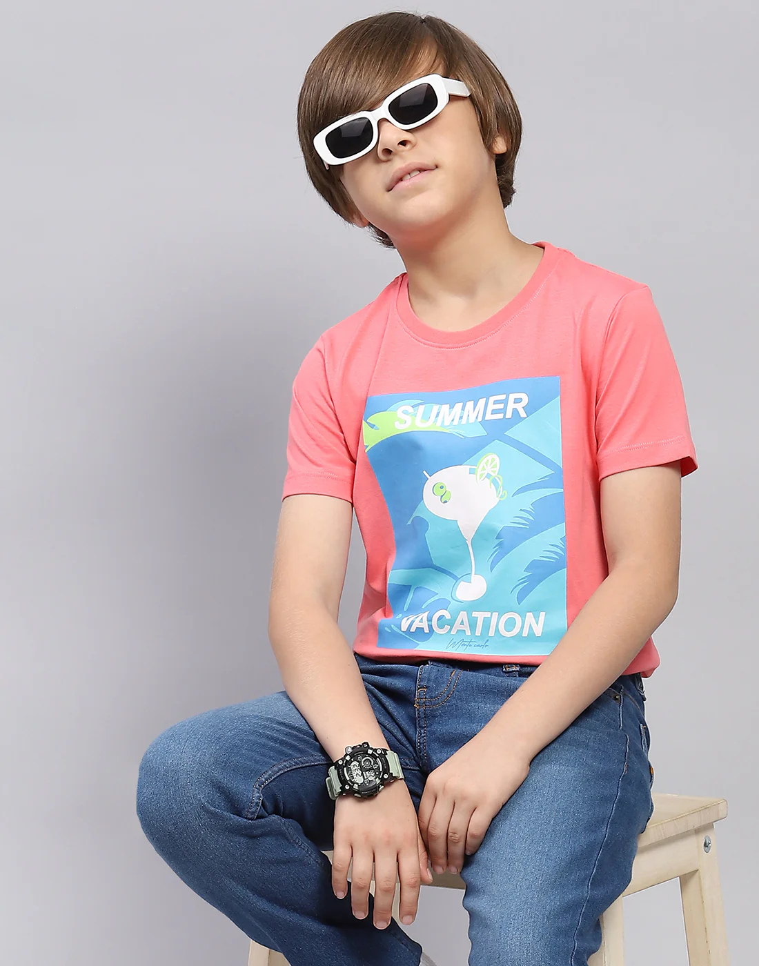 Boys Pink & Black Printed Round Neck Half Sleeve T-Shirt (Pack of 2) - Image 7