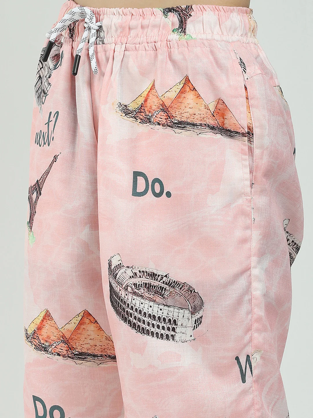 Boys Pink Printed Collar Half Sleeve Cords Set - Image 10