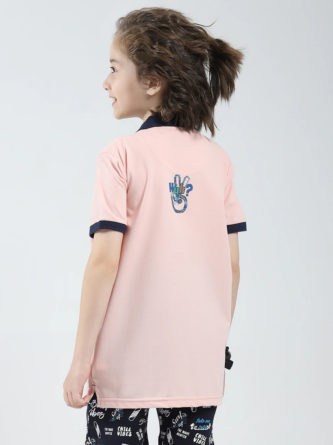 Boys Pink Printed Collar Half Sleeve T-Shirt - Image 5