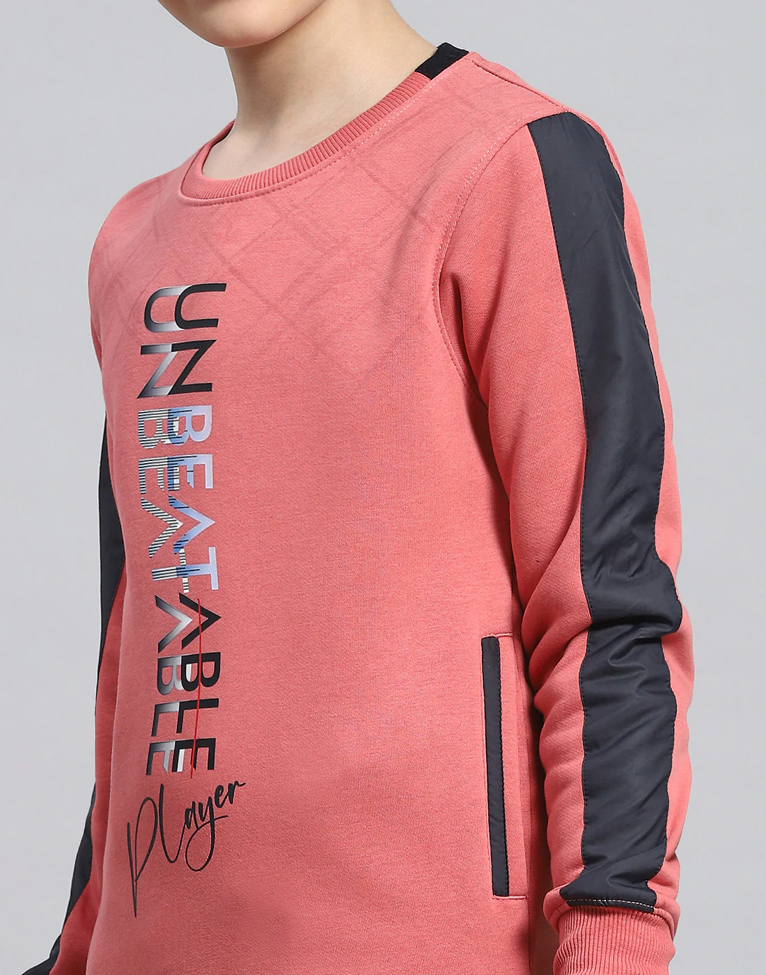 Boys Pink Printed Round Neck Full Sleeve Sweatshirt - Image 6