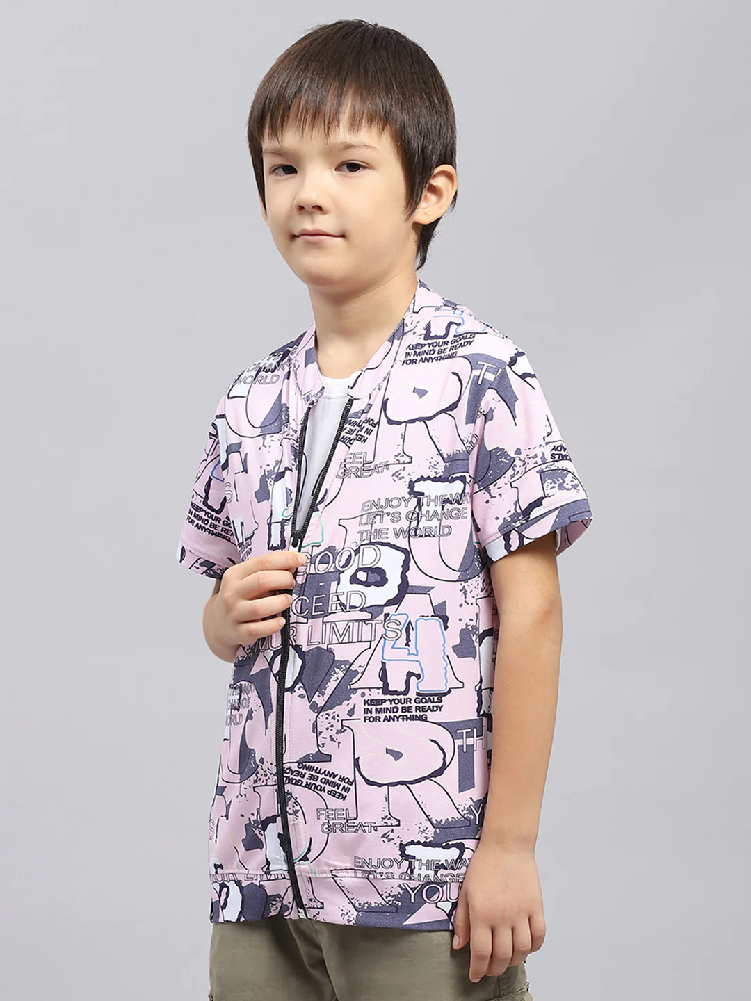 Boys Pink & White Printed Round Neck Half Sleeve Pack of T-Shirt & Shirt - Image 3