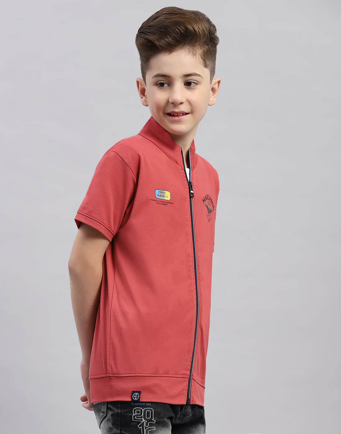 Boys Pink & White Printed Round Neck Half Sleeve T-Shirt (Pack of 2) - Image 4