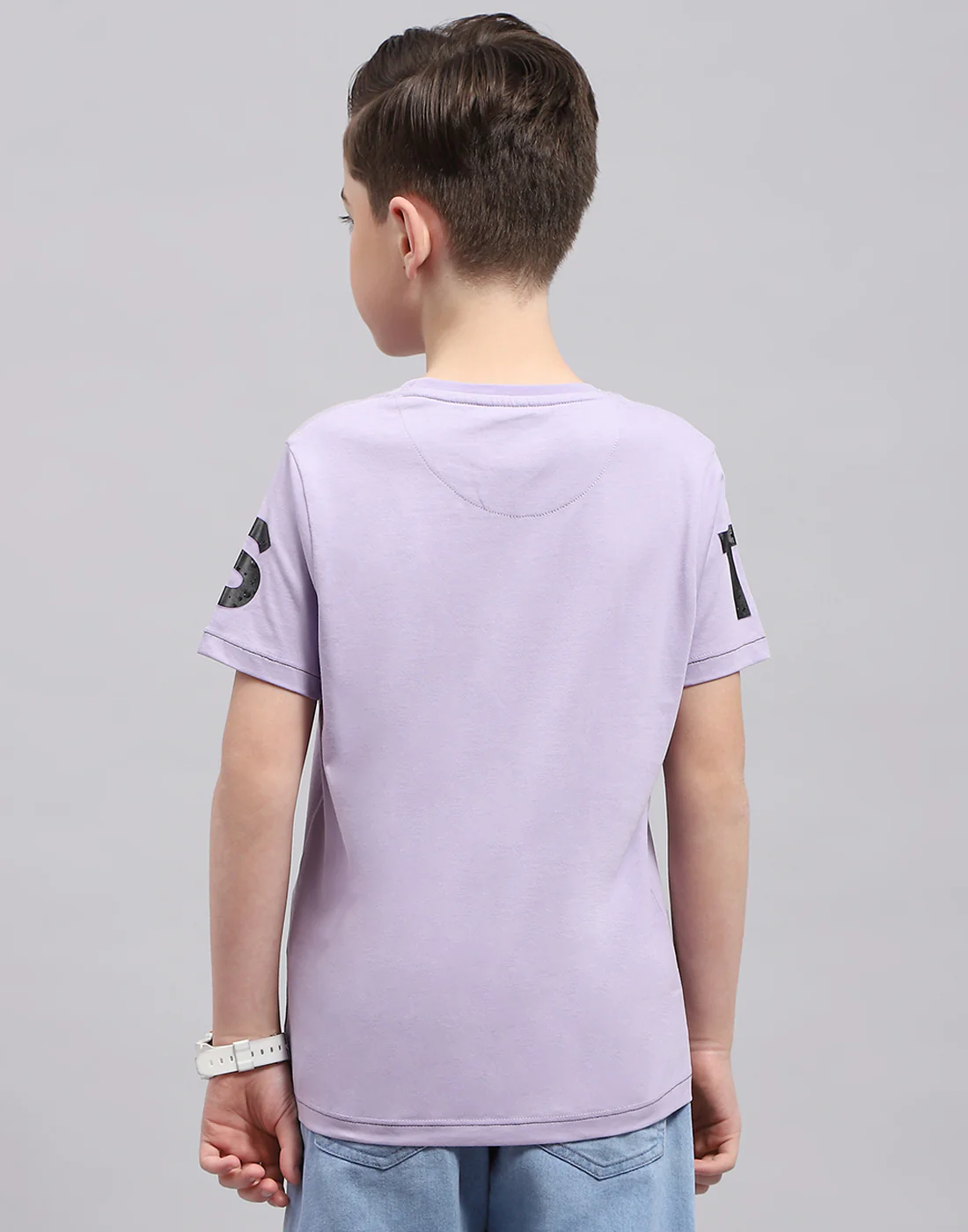 Boys Purple Printed Round Neck Half Sleeve T-Shirt - Image 5