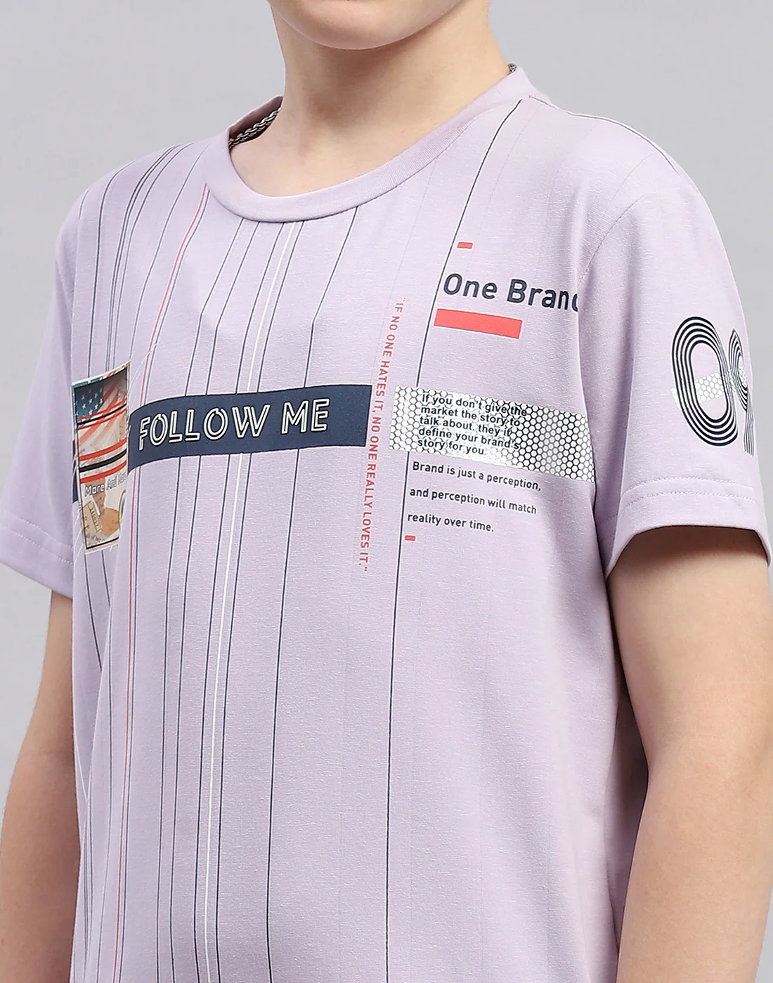 Boys Purple Printed Round Neck Half Sleeve T-Shirt - Image 6