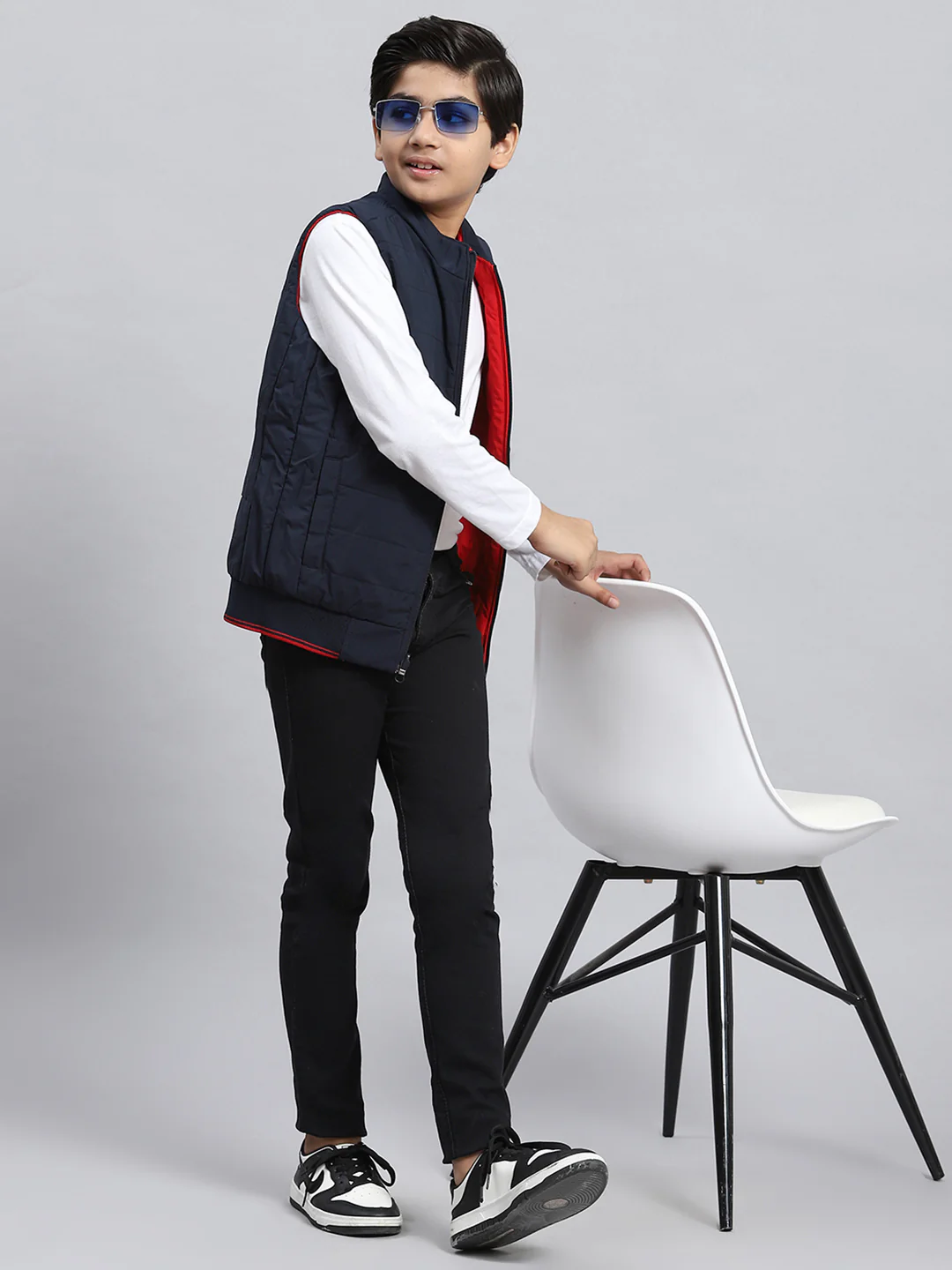 Boys Red & Blue Reversible Jacket - Image 6