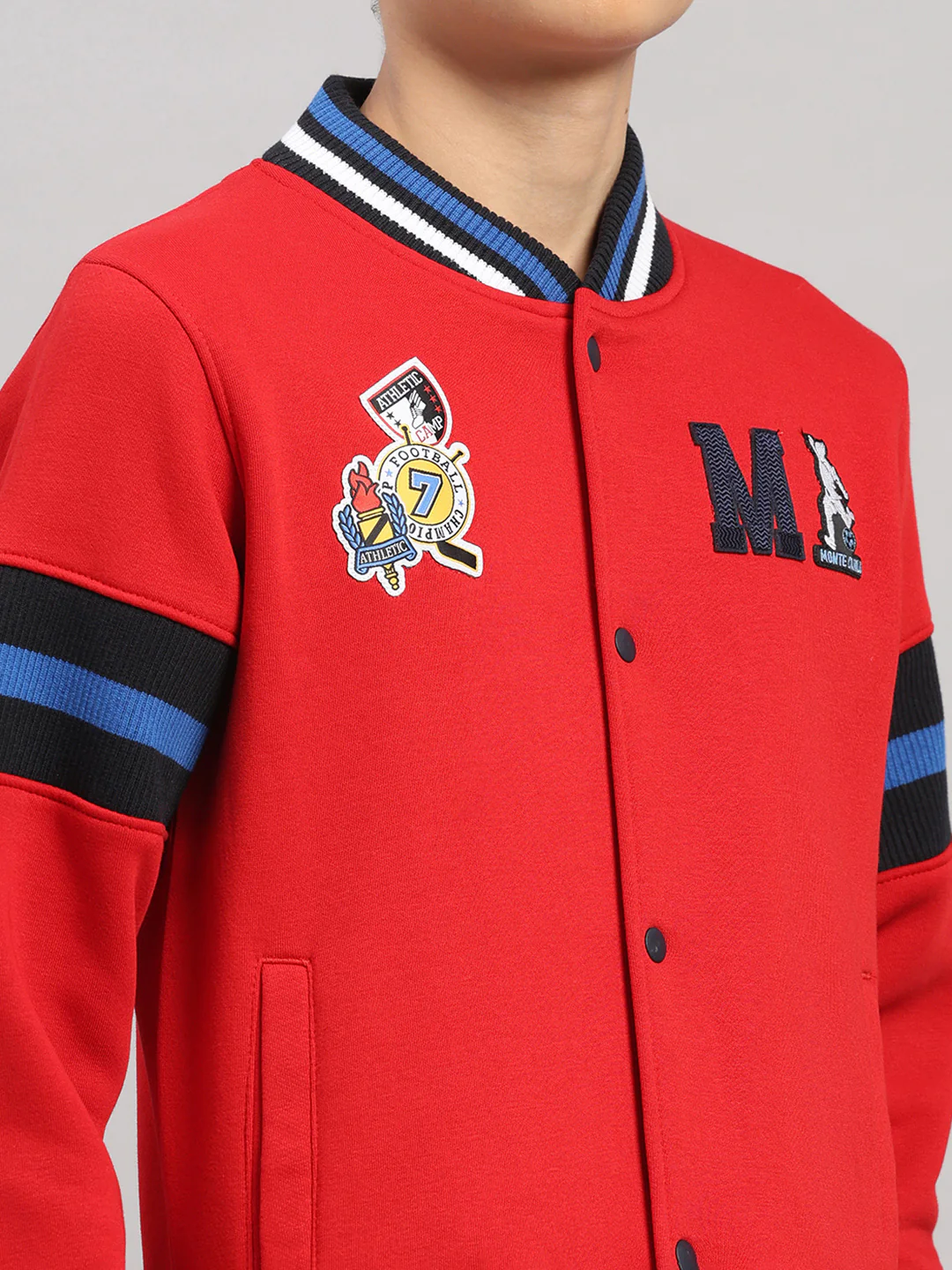 Boys Red Embroidered Round Neck Full Sleeve Sweatshirt - Image 6