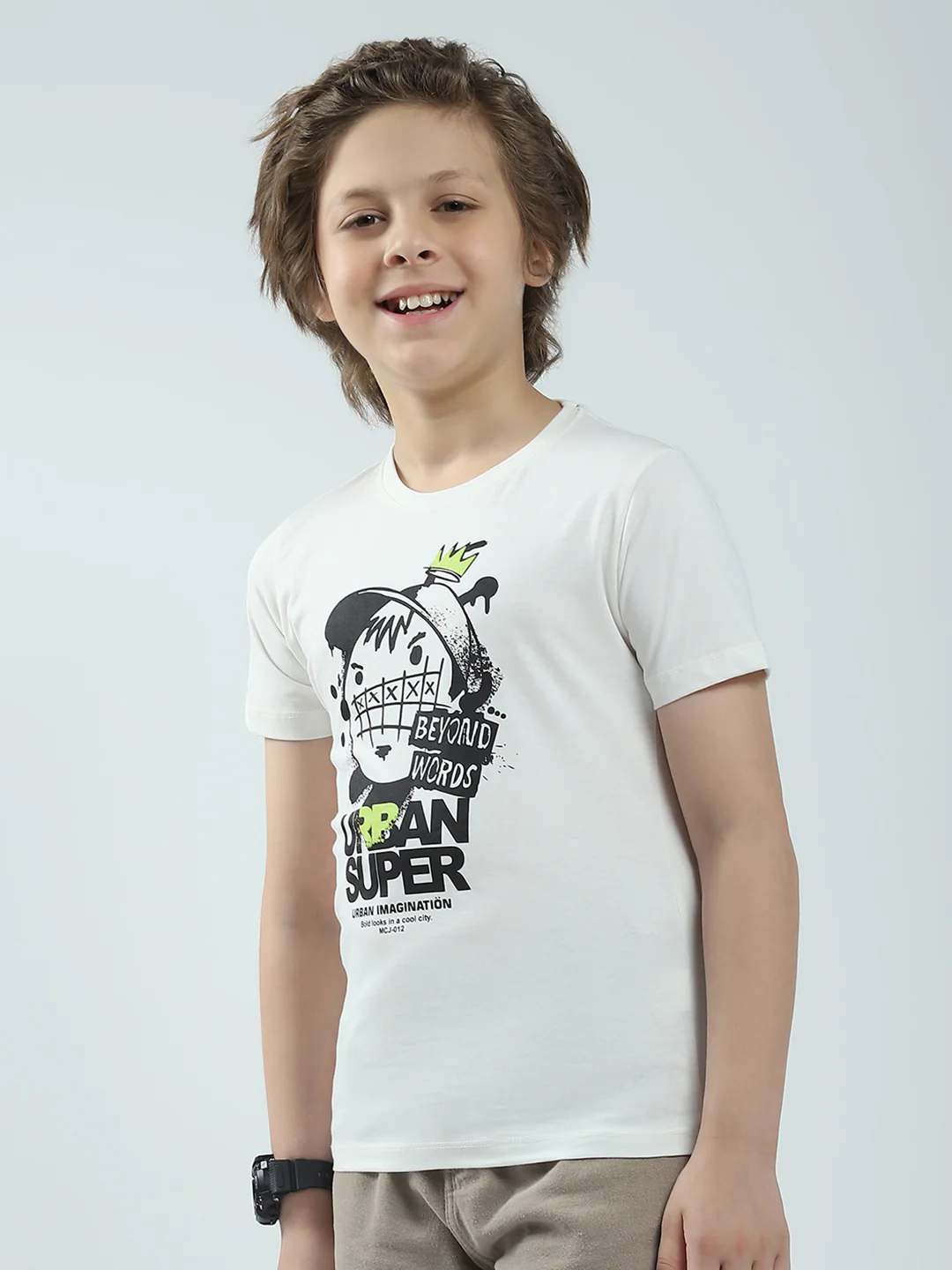 Boys Red & Off White Printed Round Neck Half Sleeve T-Shirt (Pack of 2) - Image 9